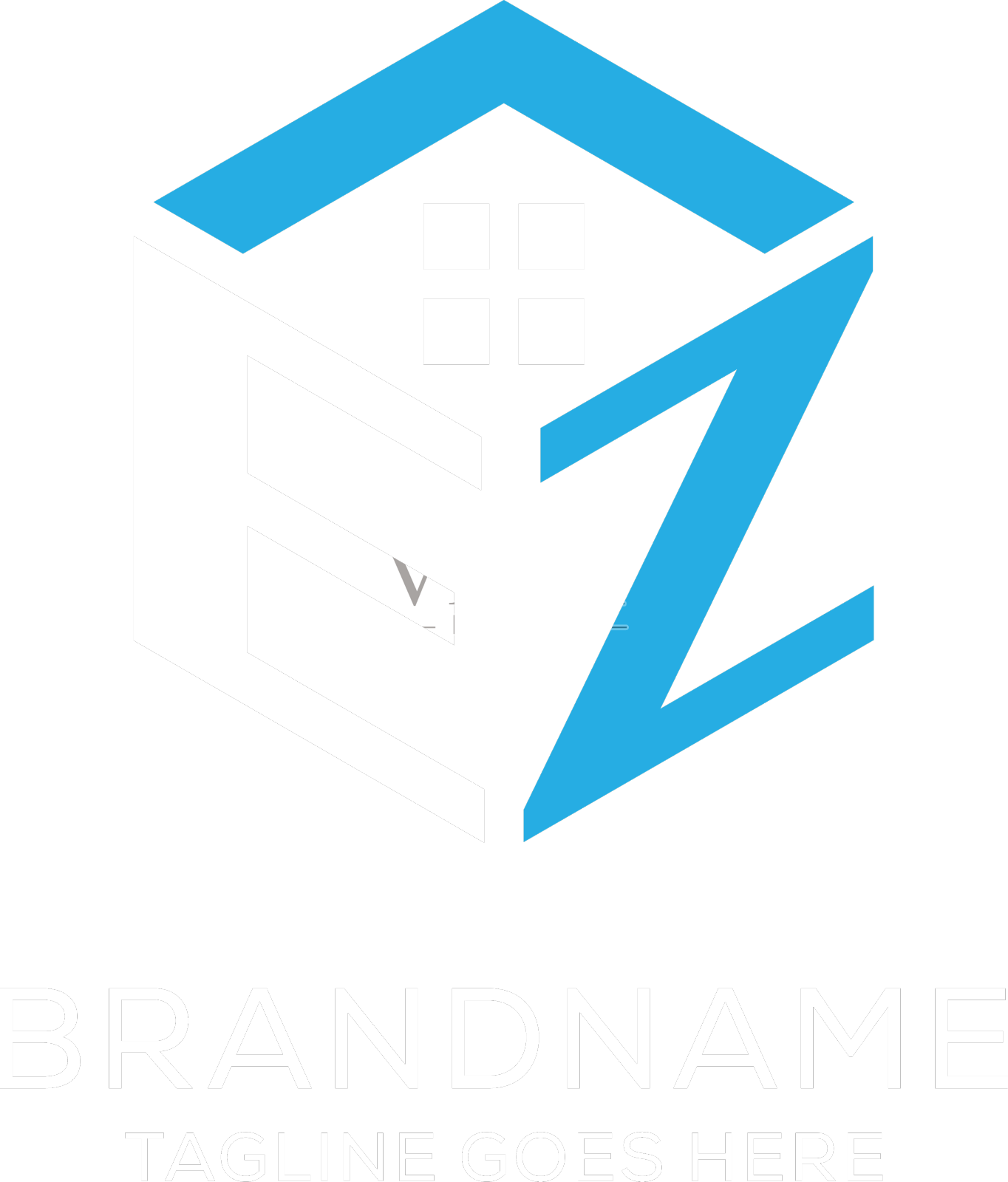 最初的标志ez字母组合与抽象的房子设计元素图片