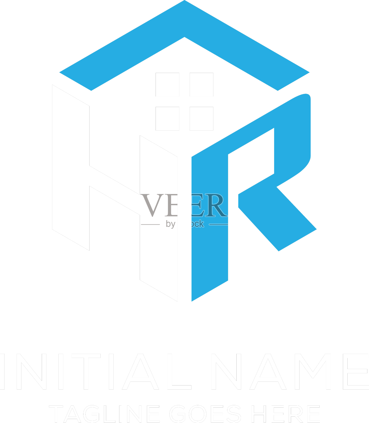 最初的标志hr字母组合与抽象的房子设计元素图片