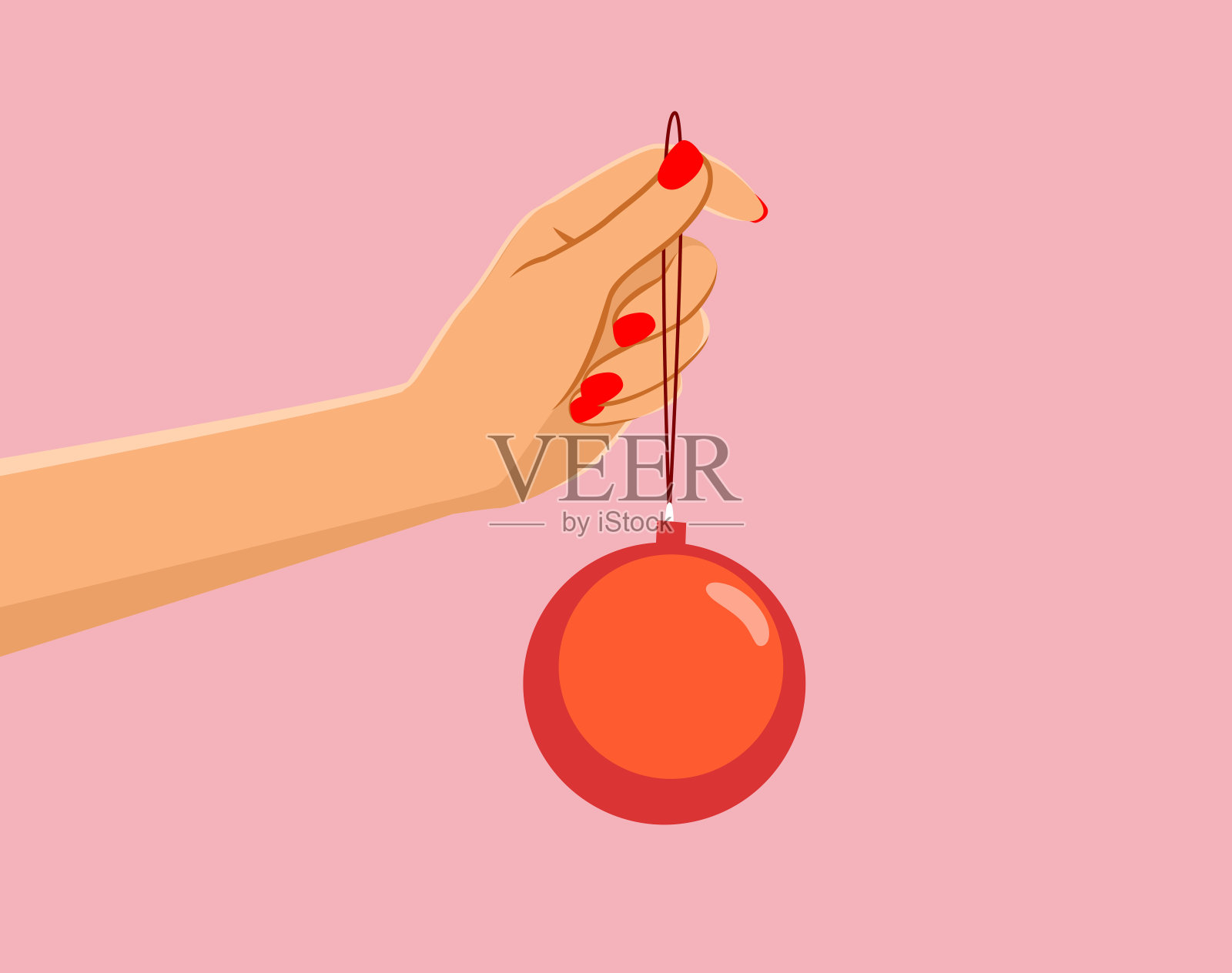 女手拿着娃娃球插画图片素材