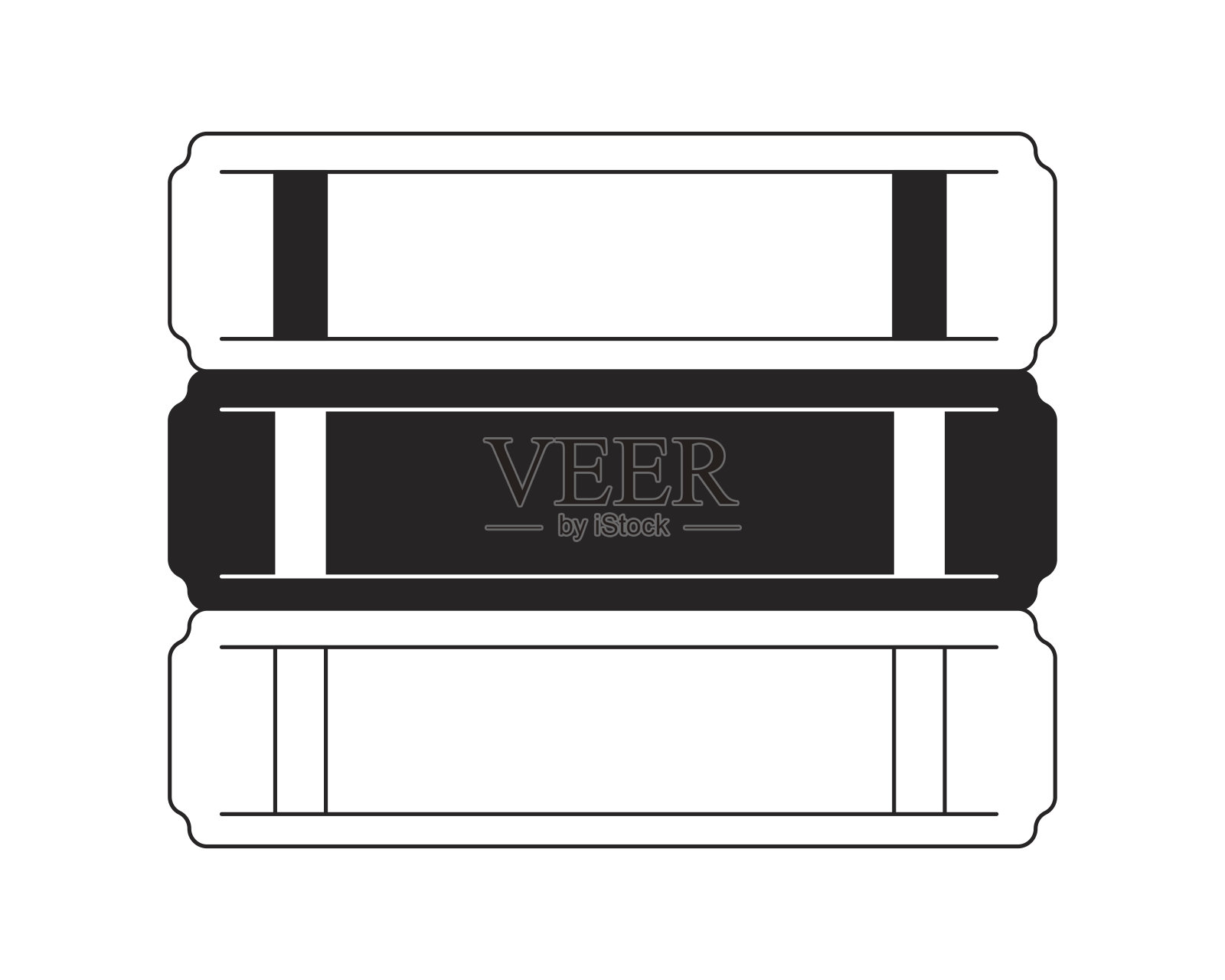 书店的图书堆叠黑白二维线条卡通对象插画图片素材