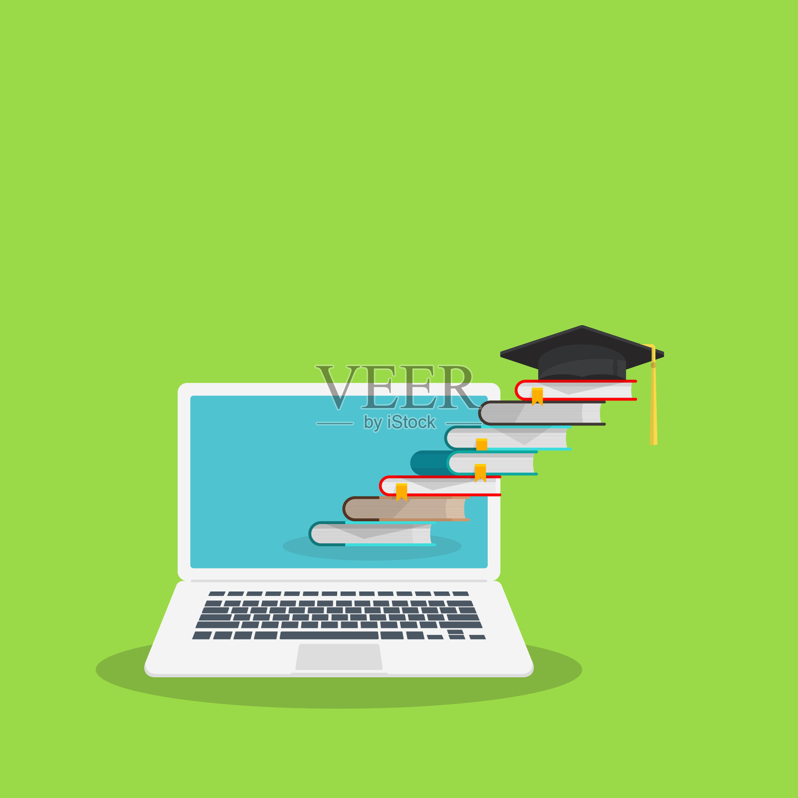 在线教育家庭教育概念，矢量平面插图设计插画图片素材