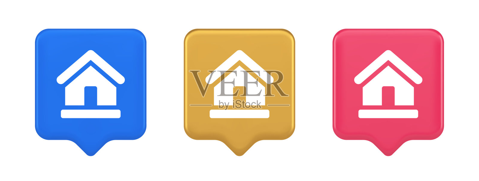 主页主页网络空间地址按钮网页界面菜单标志3d逼真的语音气泡图标插画图片素材