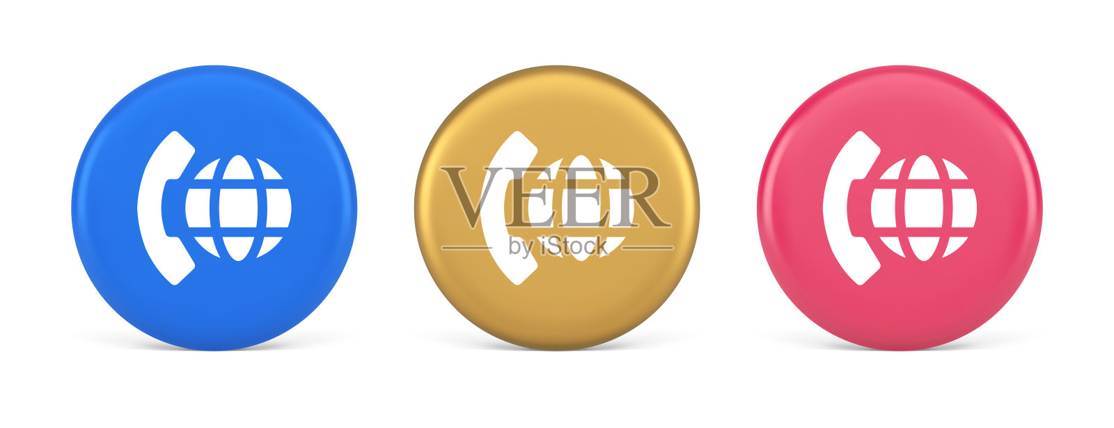 电话呼叫国际全球通讯按钮网络空间对话对话3d圆圈图标插画图片素材