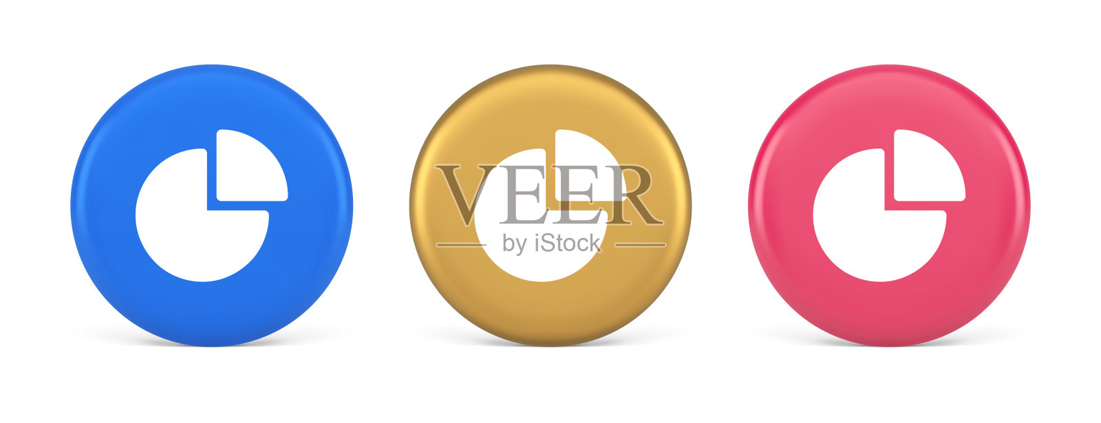 图表饼图块按钮业务演示财务报告三维现实圆形图标插画图片素材