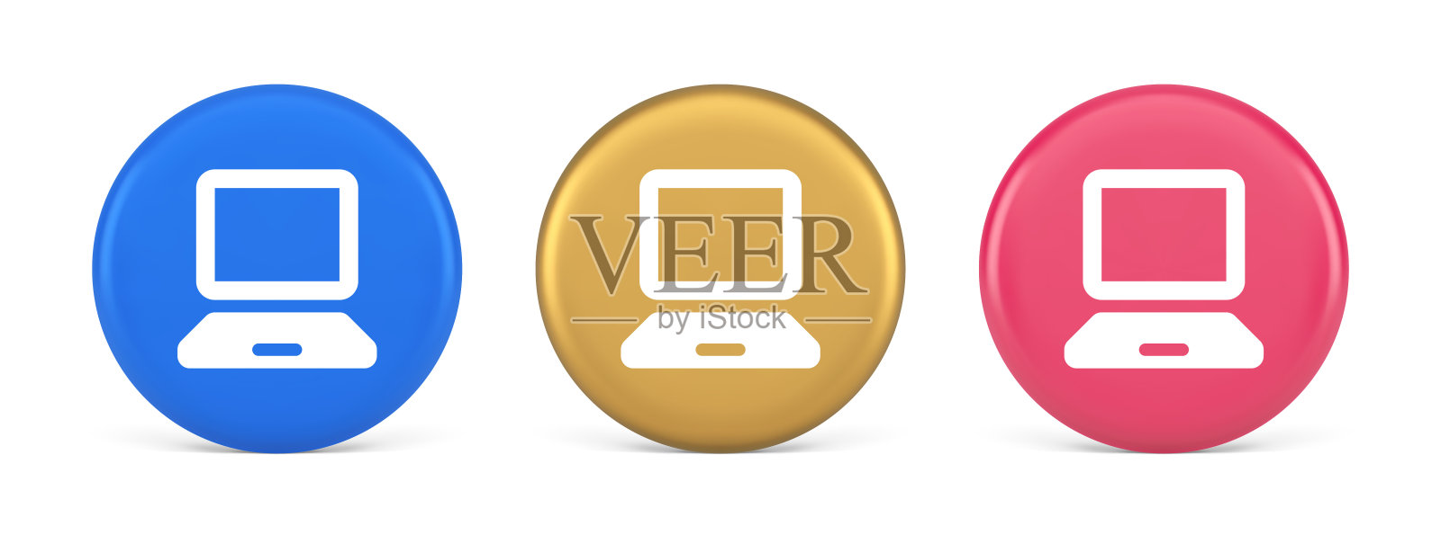 计算机网络连接按钮数字信息浏览三维逼真的圆形图标插画图片素材