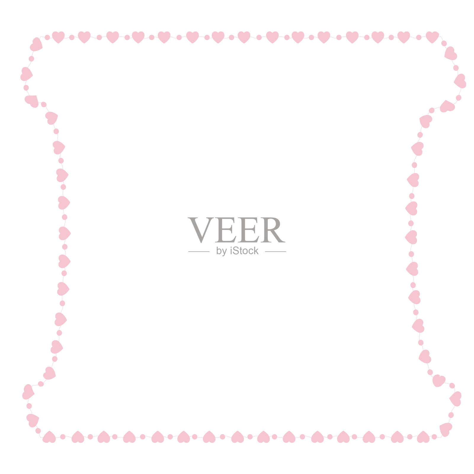 心形框架可爱的粉色粉彩装饰爱情图案经典浪漫的水平复古框架花花卉边界插画图片素材