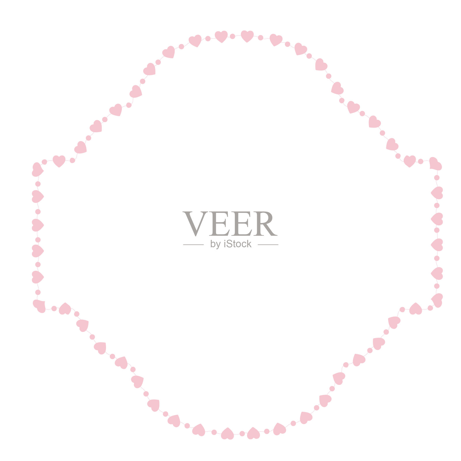 心形框架可爱的粉色粉彩装饰爱情图案经典浪漫的水平复古框架花花卉边界插画图片素材