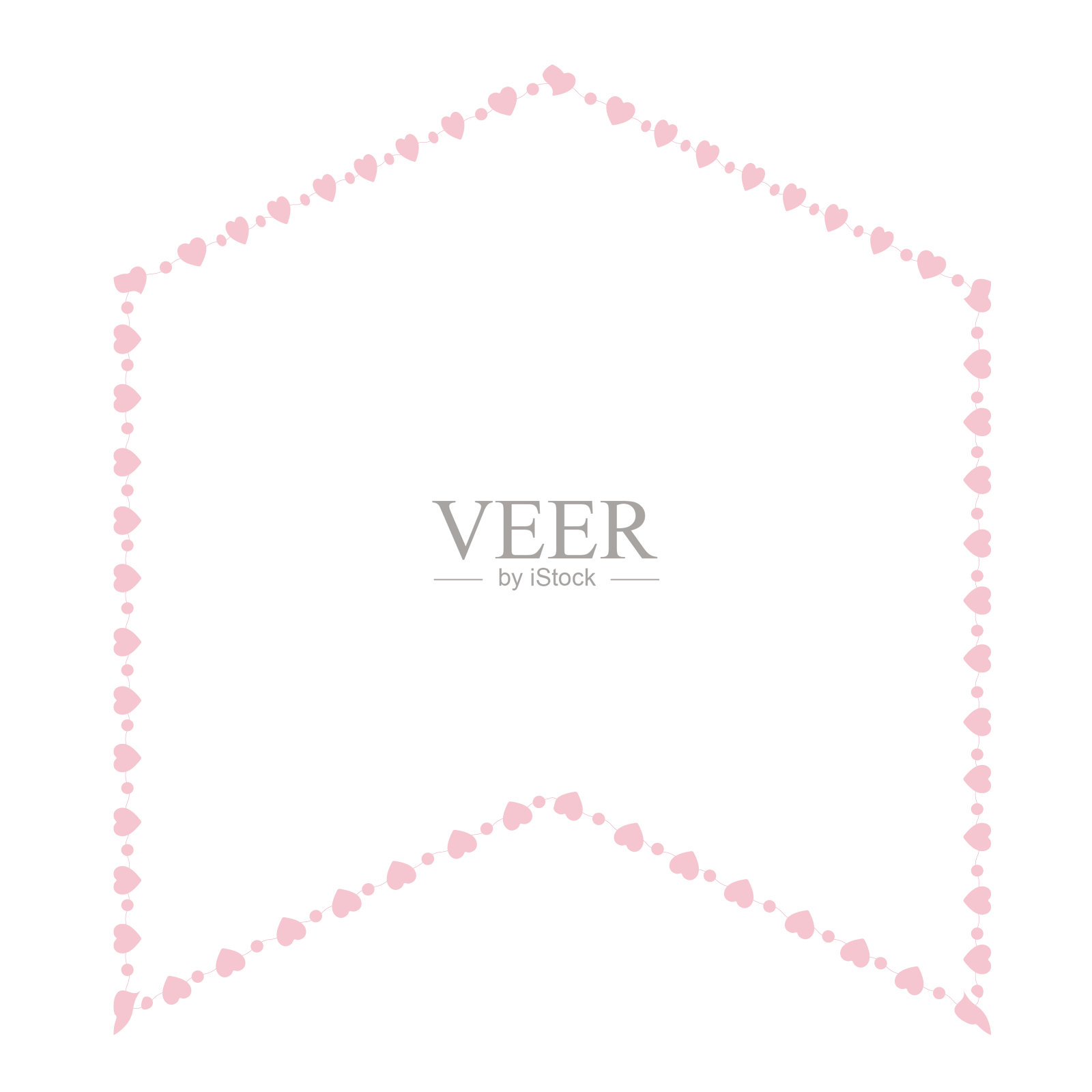 心形框架可爱的粉色粉彩装饰爱情图案经典浪漫的水平复古框架花花卉边界插画图片素材