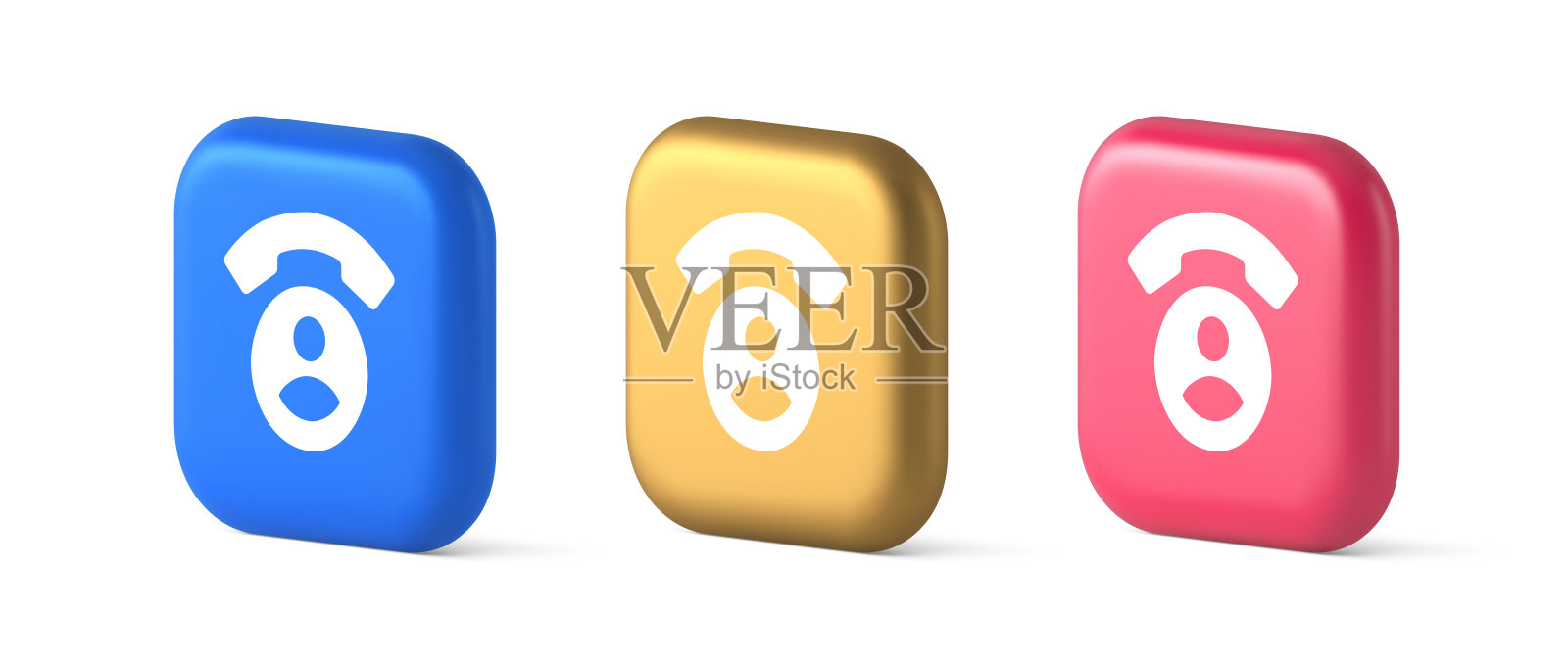 联系电话呼叫语音通讯按钮对话框协助帮助热线咨询3d图标插画图片素材