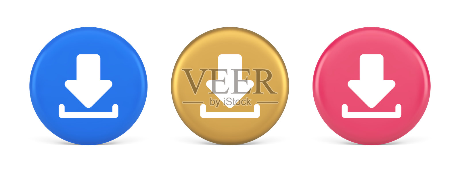 向下下载箭头网络空间信息存储按钮互联网文件浏览3d圆形图标插画图片素材