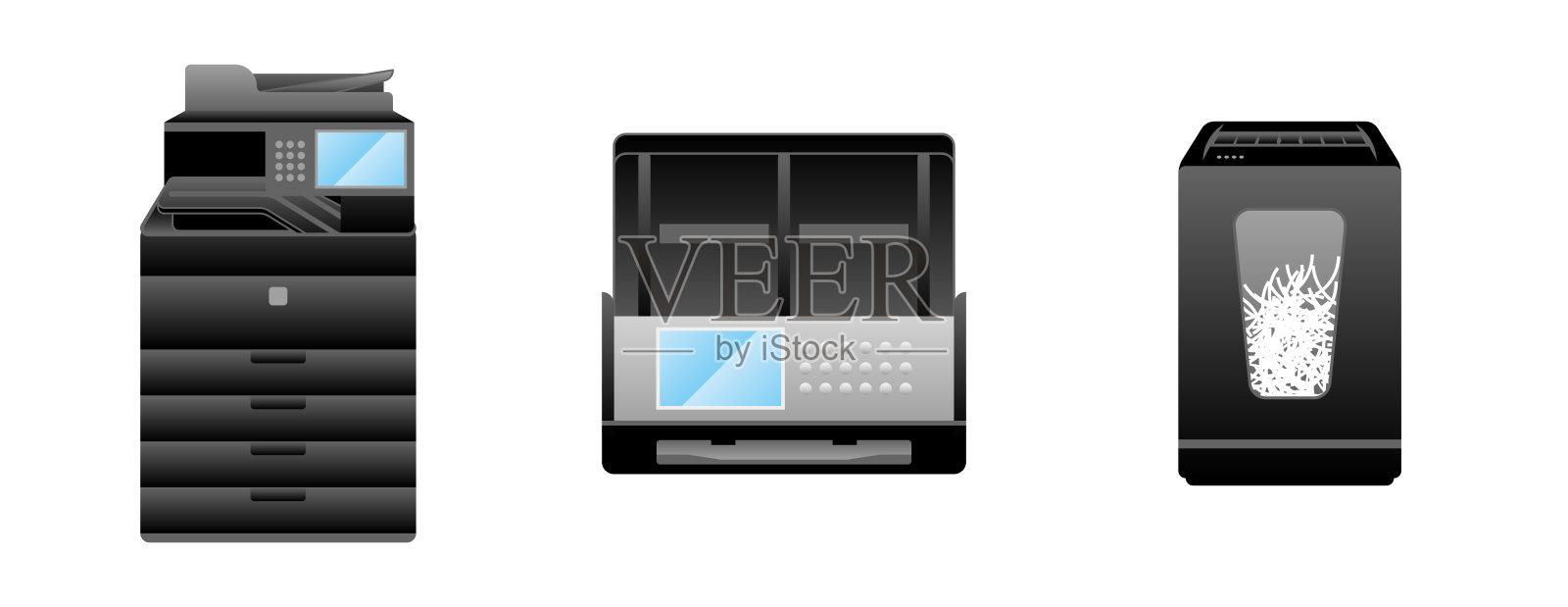 简单说明_各种家电套装_印刷设备插画图片素材