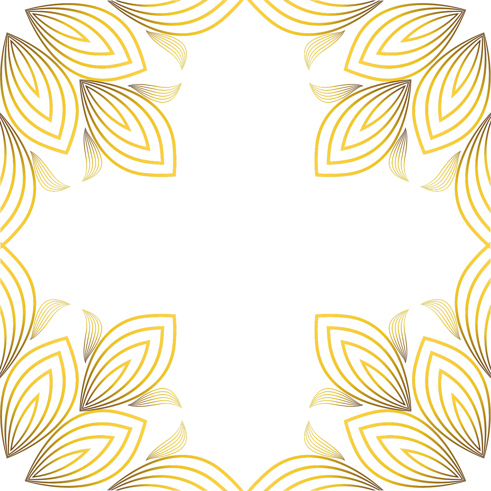 方形框架与美丽的金色花卉设计元素图片