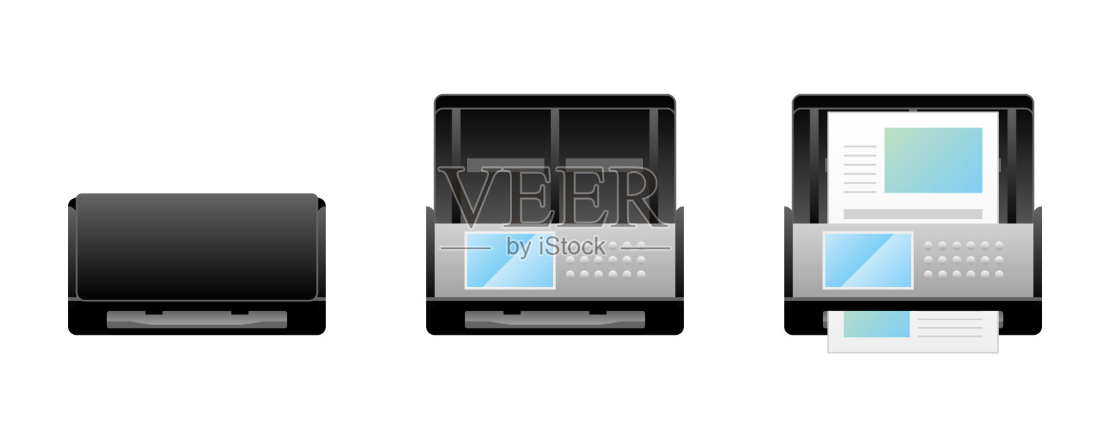 简单说明_相同的家用电器组_扫描仪插画图片素材