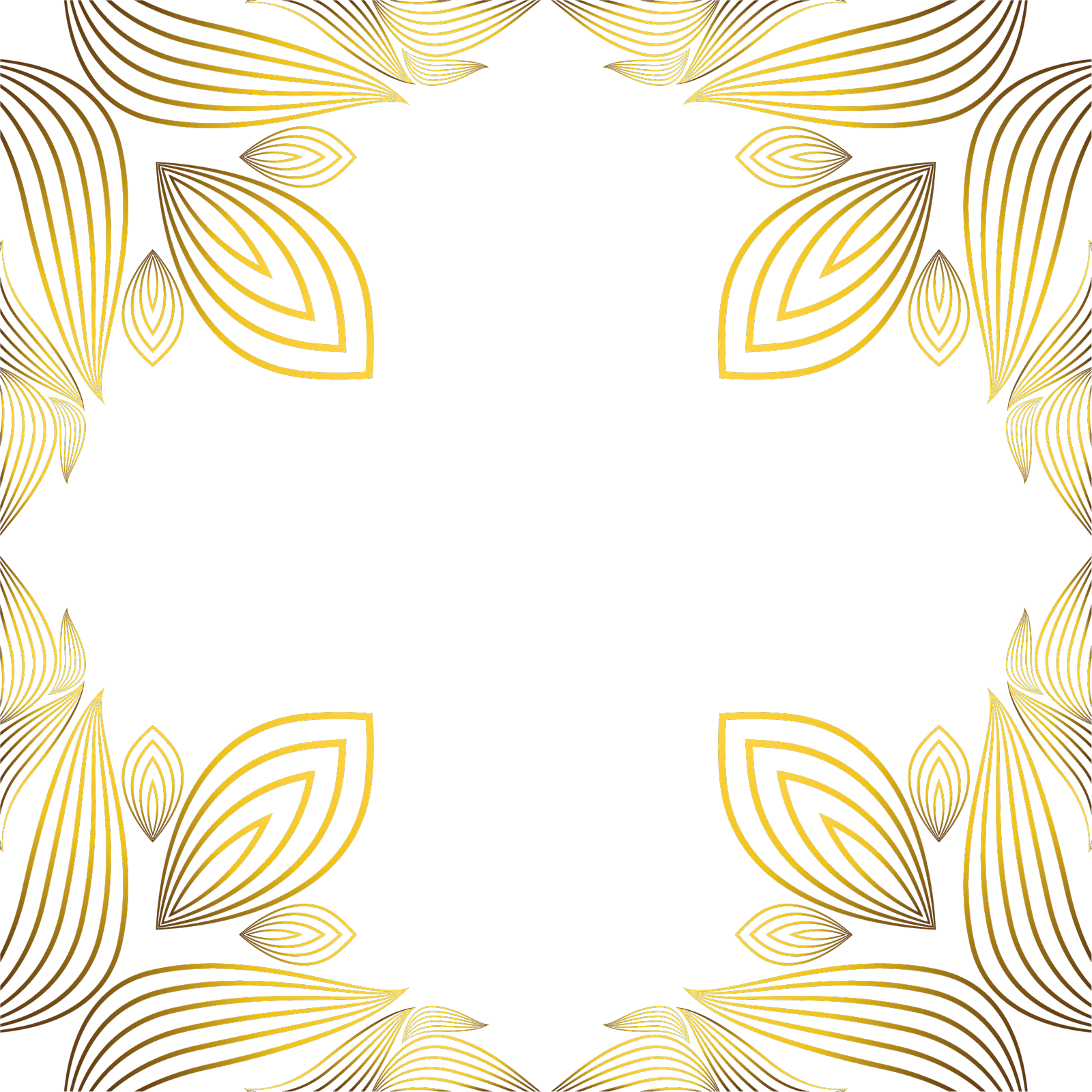 方形框架与美丽的金色花卉设计元素图片