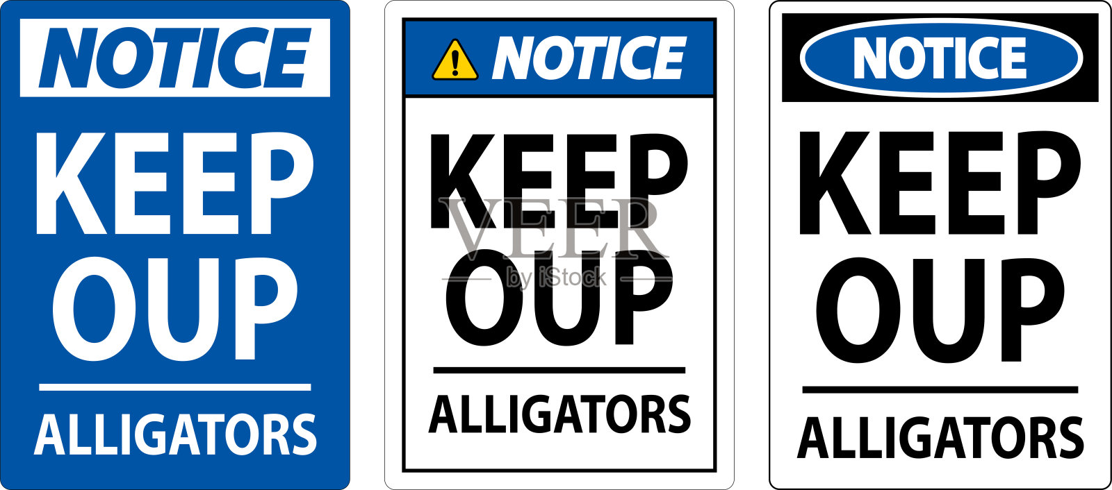 鳄鱼警告标志:危险远离-鳄鱼插画图片素材