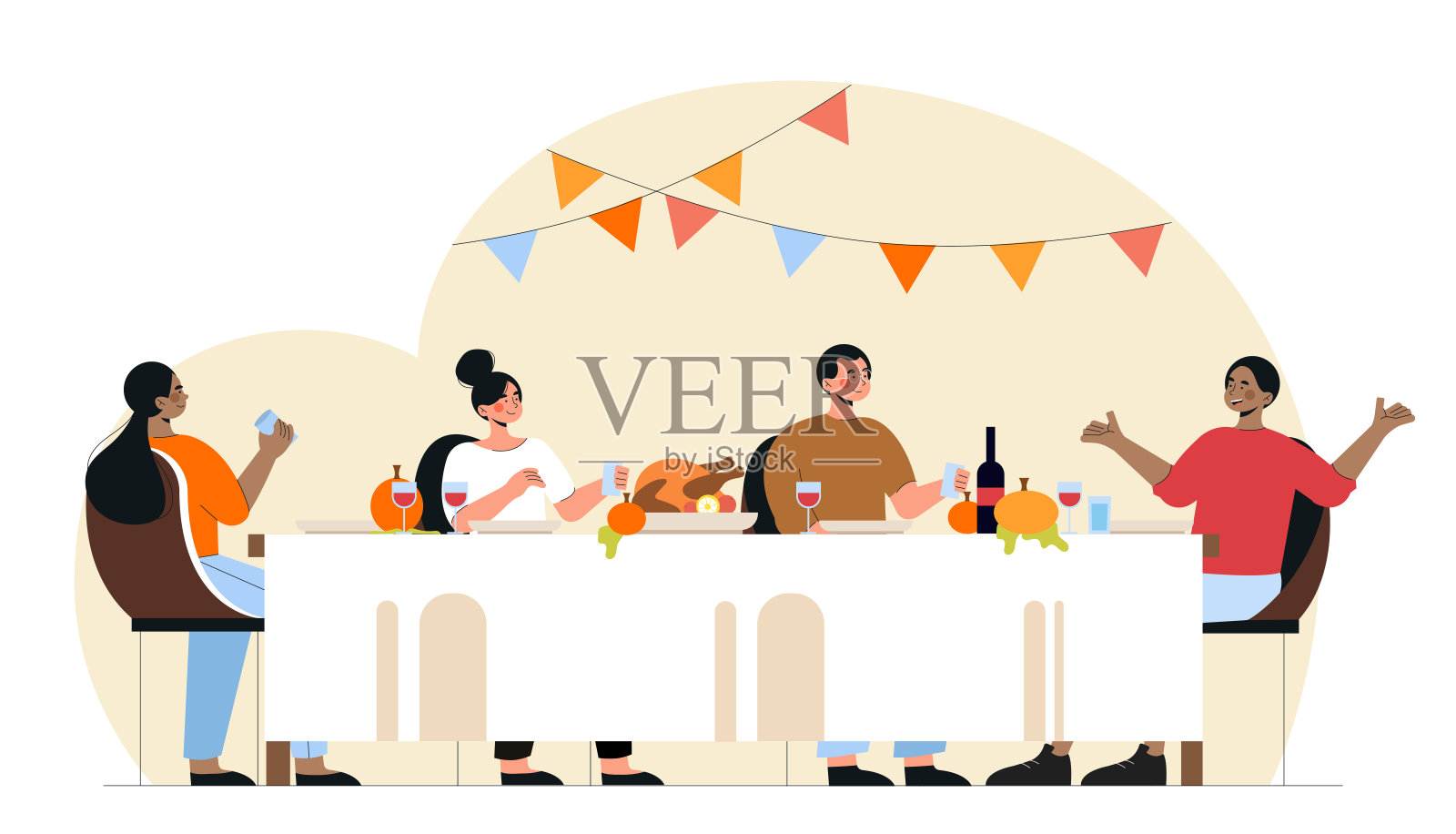 人们庆祝感恩节的方式插画图片素材