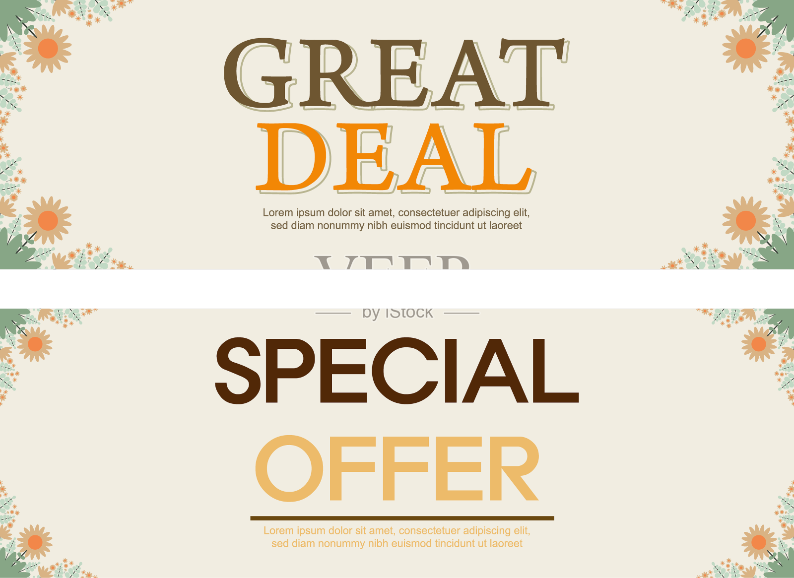 大量的水平横幅模板与花卉设计元素图片