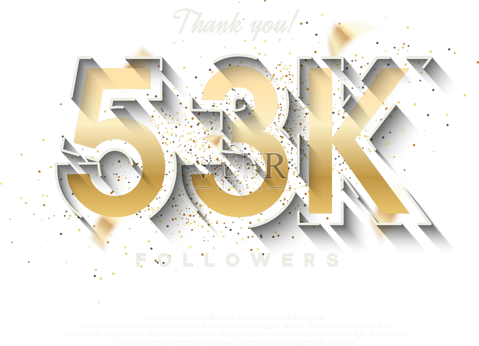 53k追随者设计，闪亮的金色设计元素图片