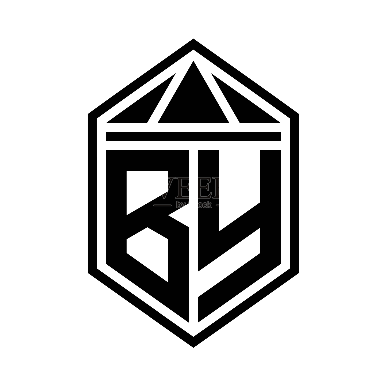 字母标志字母组合简单的六边形盾牌形状设计元素图片