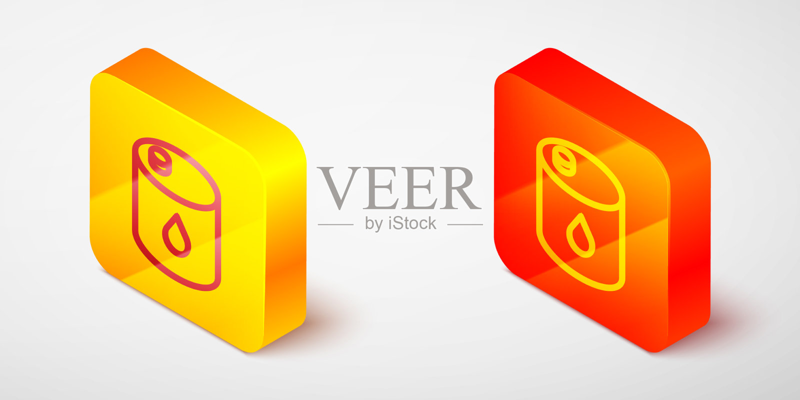 等距线桶油图标孤立在灰色上插画图片素材