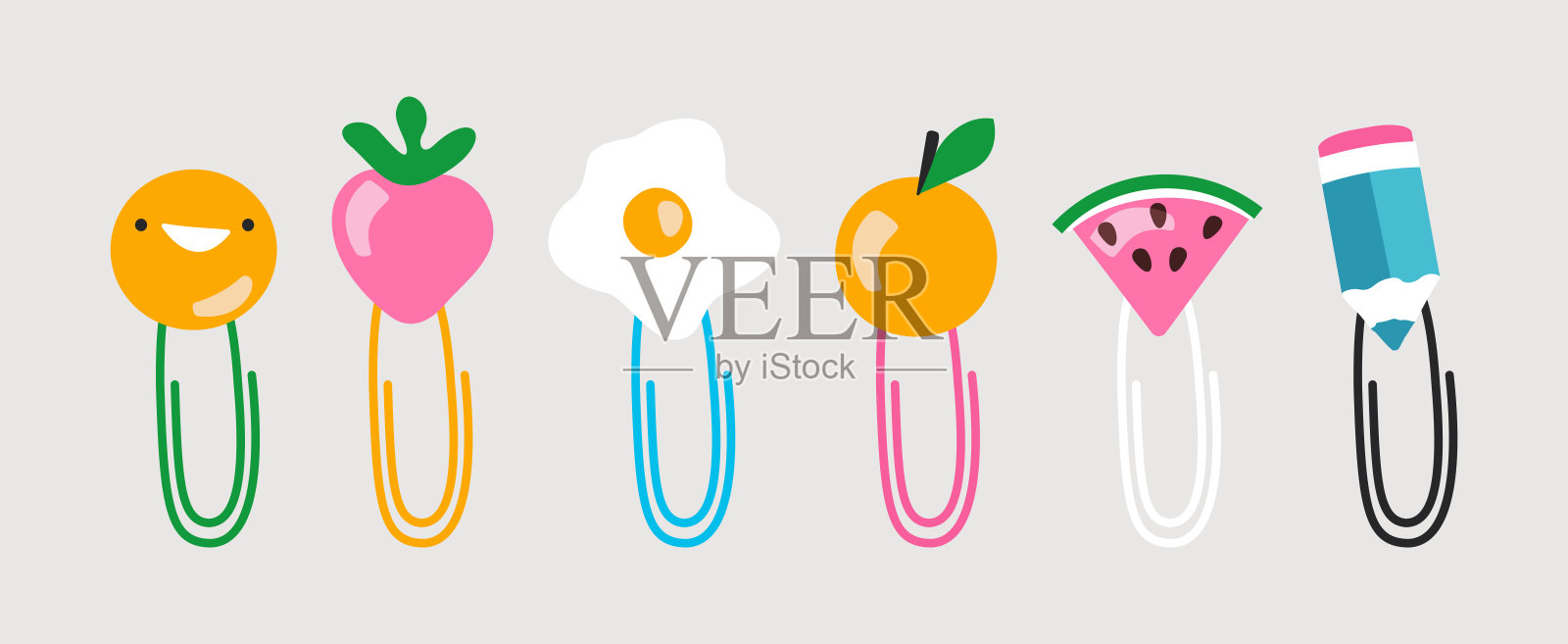 彩色装饰的回形针集矢量插图插画图片素材