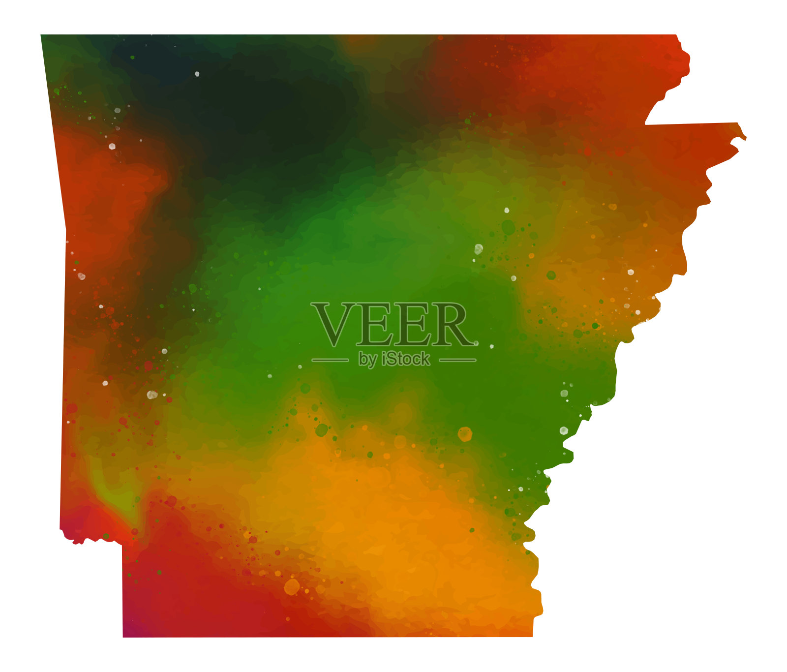 阿肯色州地图水彩画。光栅插图。插画图片素材