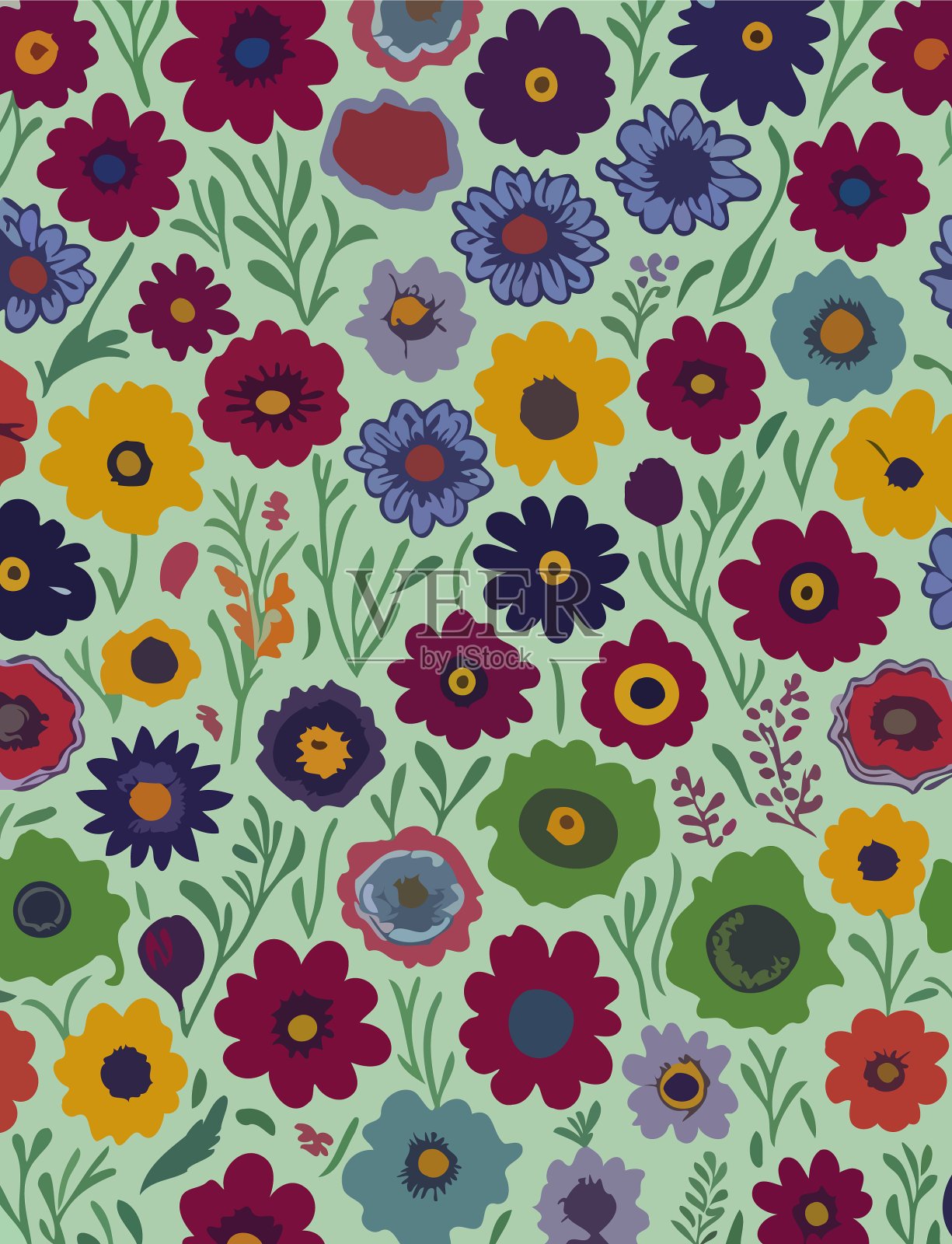 充满活力的花朵设计插画图片素材