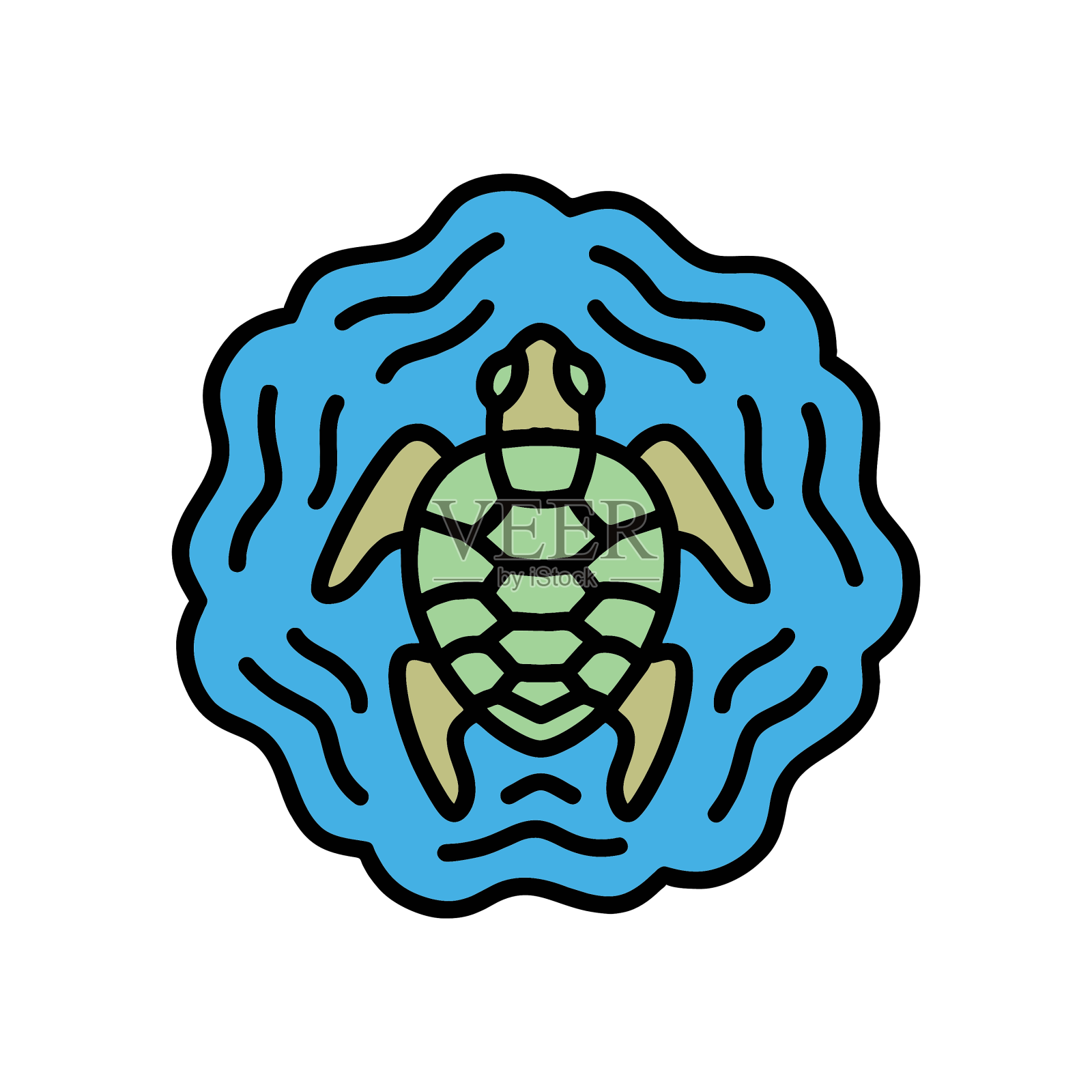 海龟单线标志平面设计复古设计元素图片