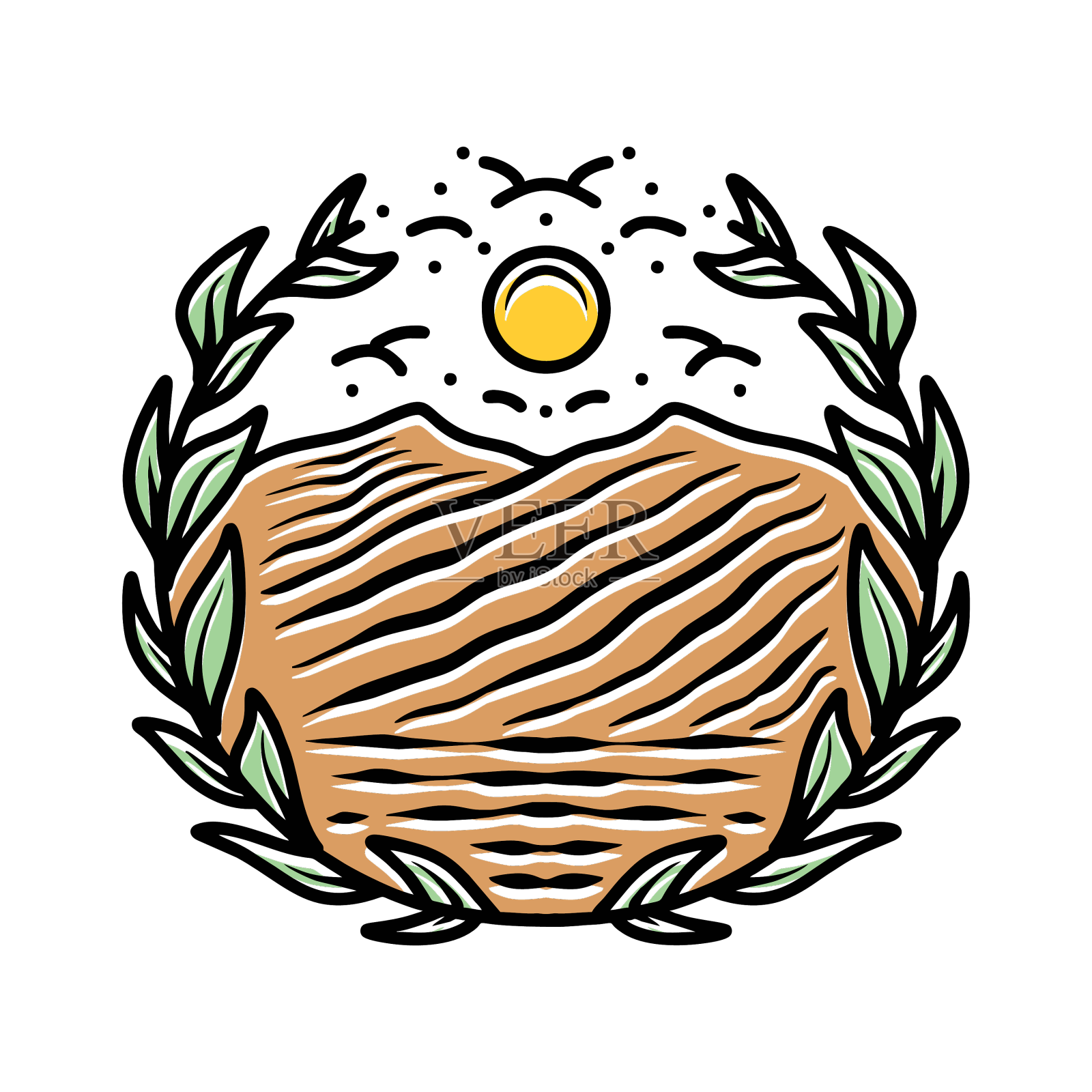 山标志图形设计复古风格徽章设计元素图片