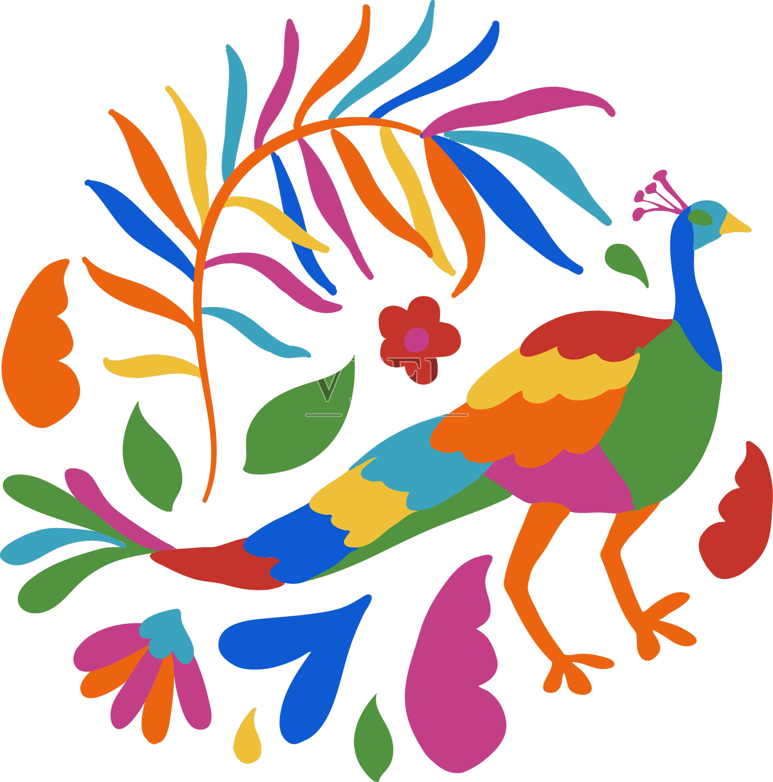 大盆式孔雀设计元素图片