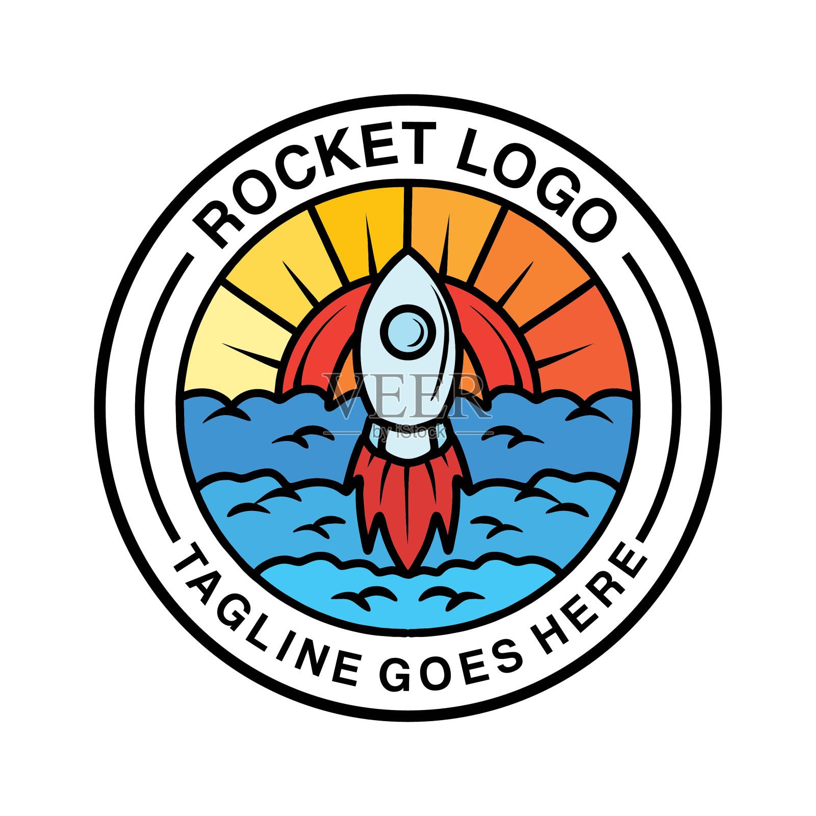 彩色火箭科技标志平面设计设计元素图片