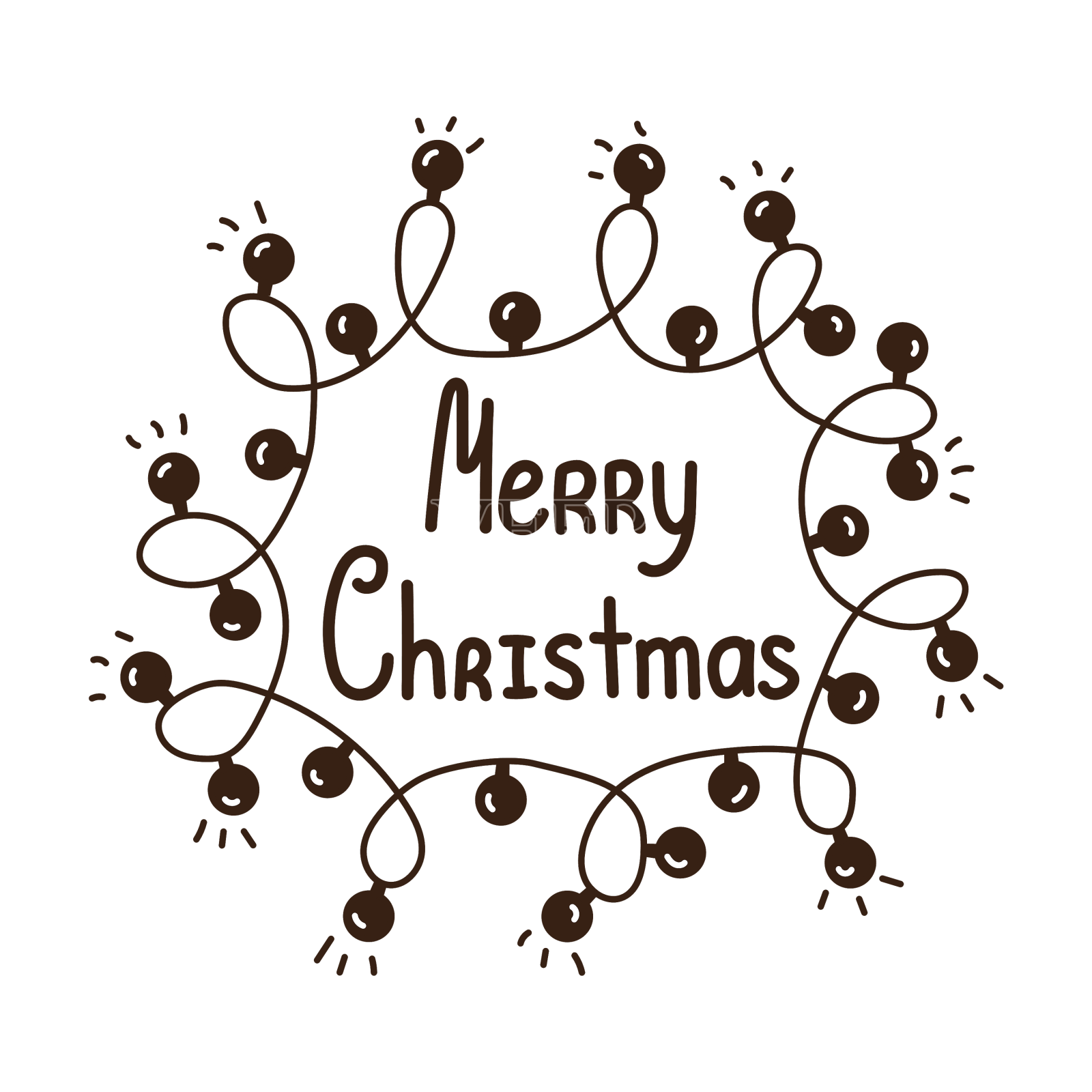 孤立的手绘涂鸦线花环和文字设计元素图片