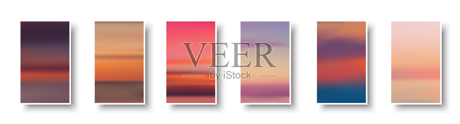 彩色纸集日落和日出大海插画图片素材