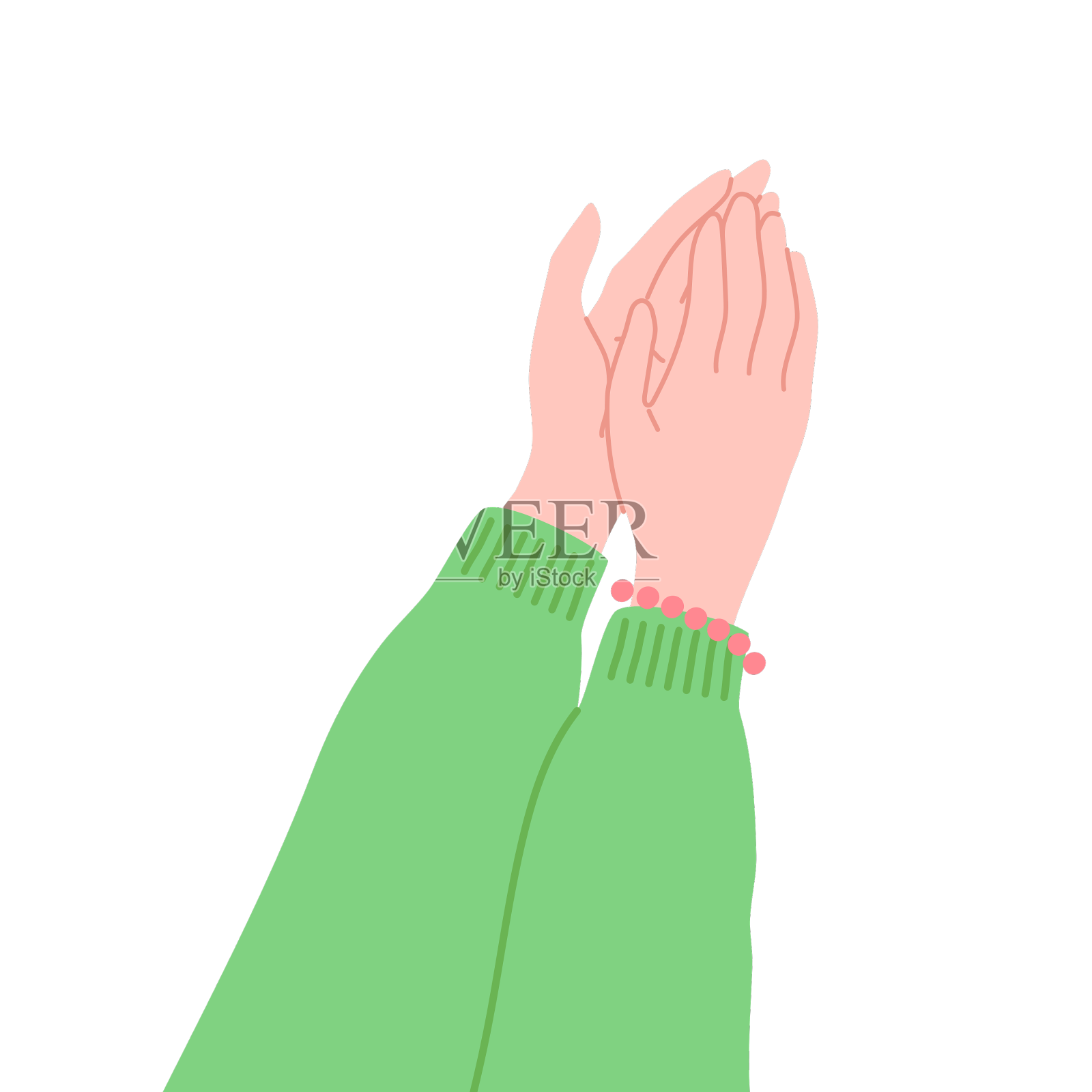 卡通彩色女性拍手图标设计元素图片