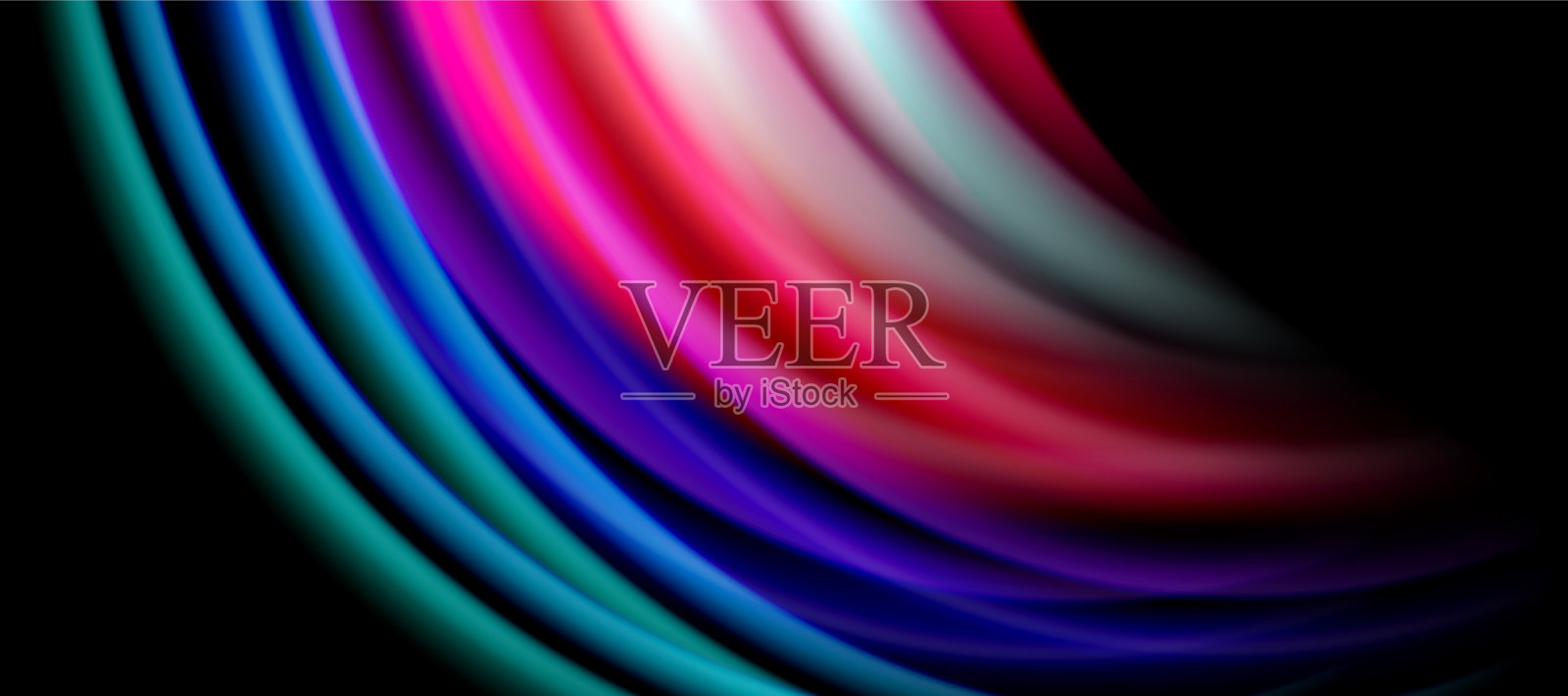 彩虹色波浪线上的黑色科技或插画图片素材