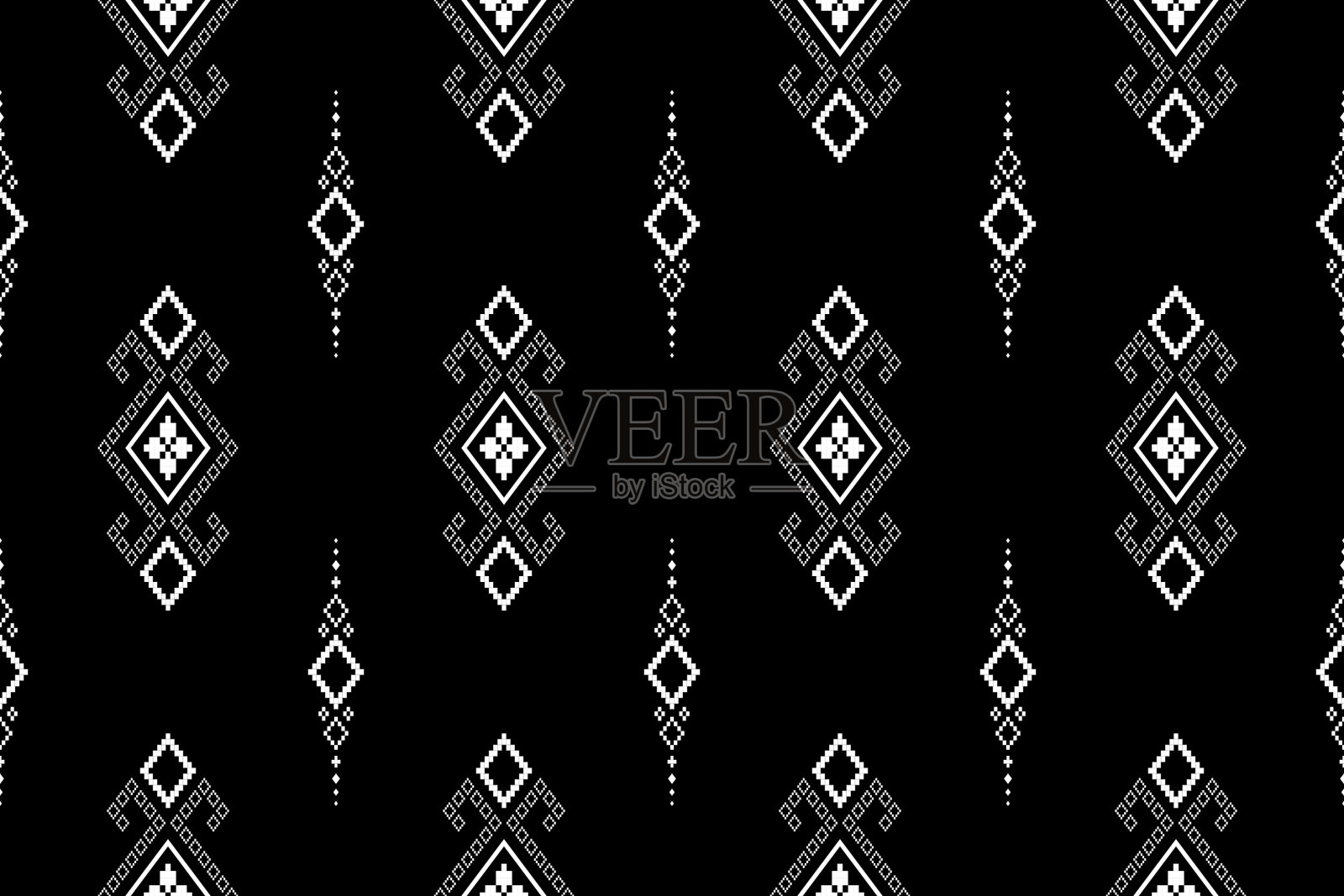 自然复古十字绣传统民族图案佩斯利花伊卡特背景抽象阿兹特克非洲插画图片素材