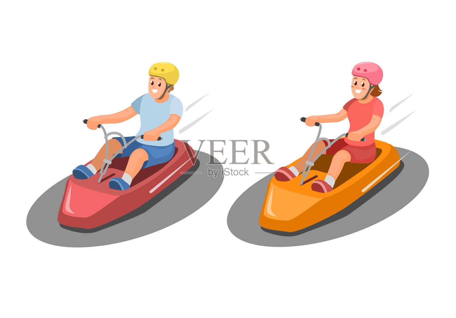 雪橇重力卡丁车骑卡通插图矢量插画图片素材