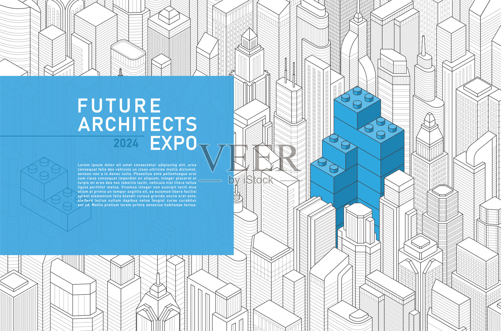 塔积木儿童玩具玩建筑师宣传册传单插画图片素材