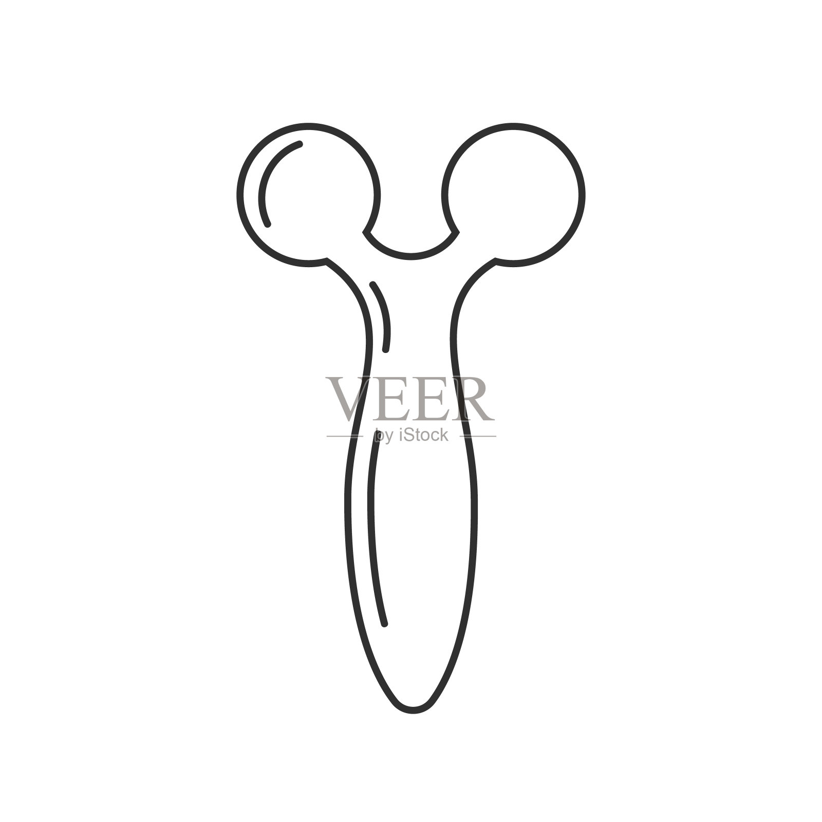 滚柱按摩线图标的轮廓。面部提升工具的轮廓图标。黑色简单插图的瘦身手册棒，面部美容仪器。平面隔离矢量象形图，矢量插画图片素材