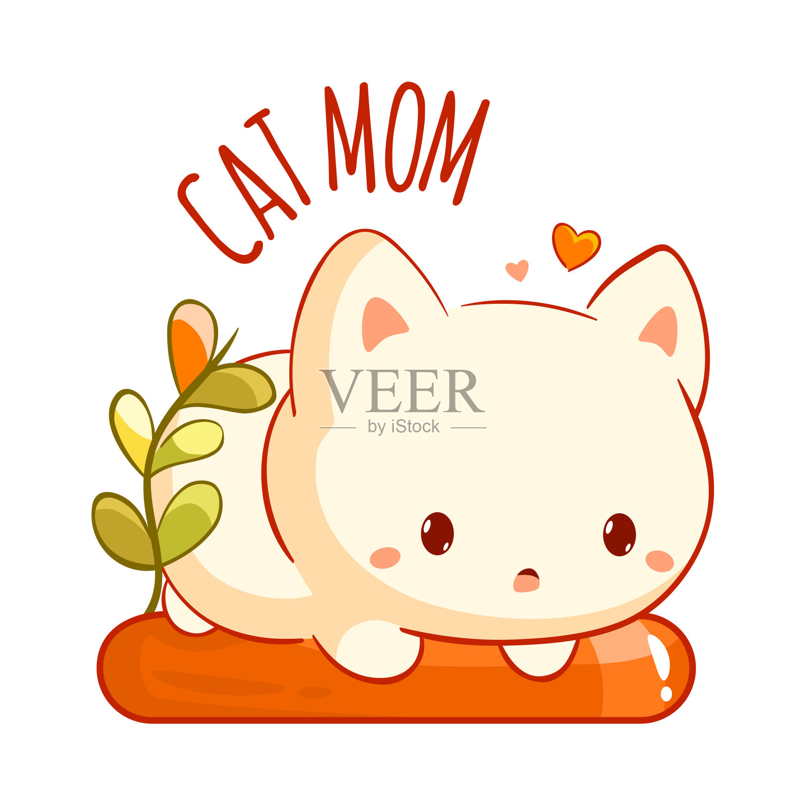 猫妈妈t恤设计小猫咪卡哇伊风格。宠物妈妈的生活。有趣的引用印着小猫咪。可用于t恤印刷，贴纸，马克杯，贺卡。矢量图EPS8插画图片素材