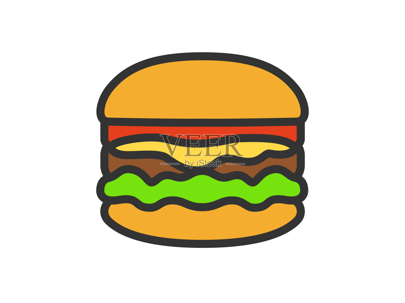 快餐汉堡图标的插图。插画图片素材