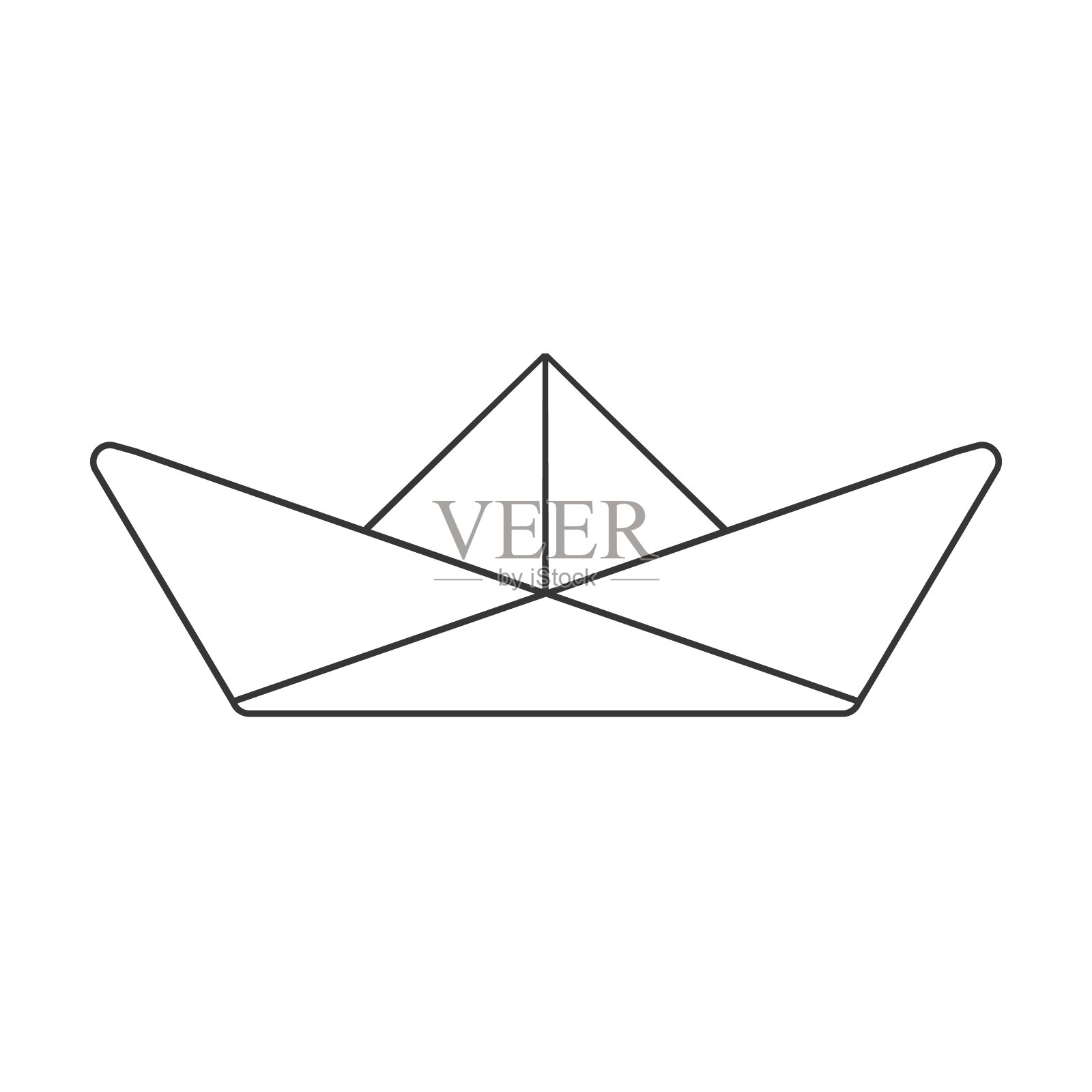 轮廓纸船图标平面矢量线图标插画图片素材