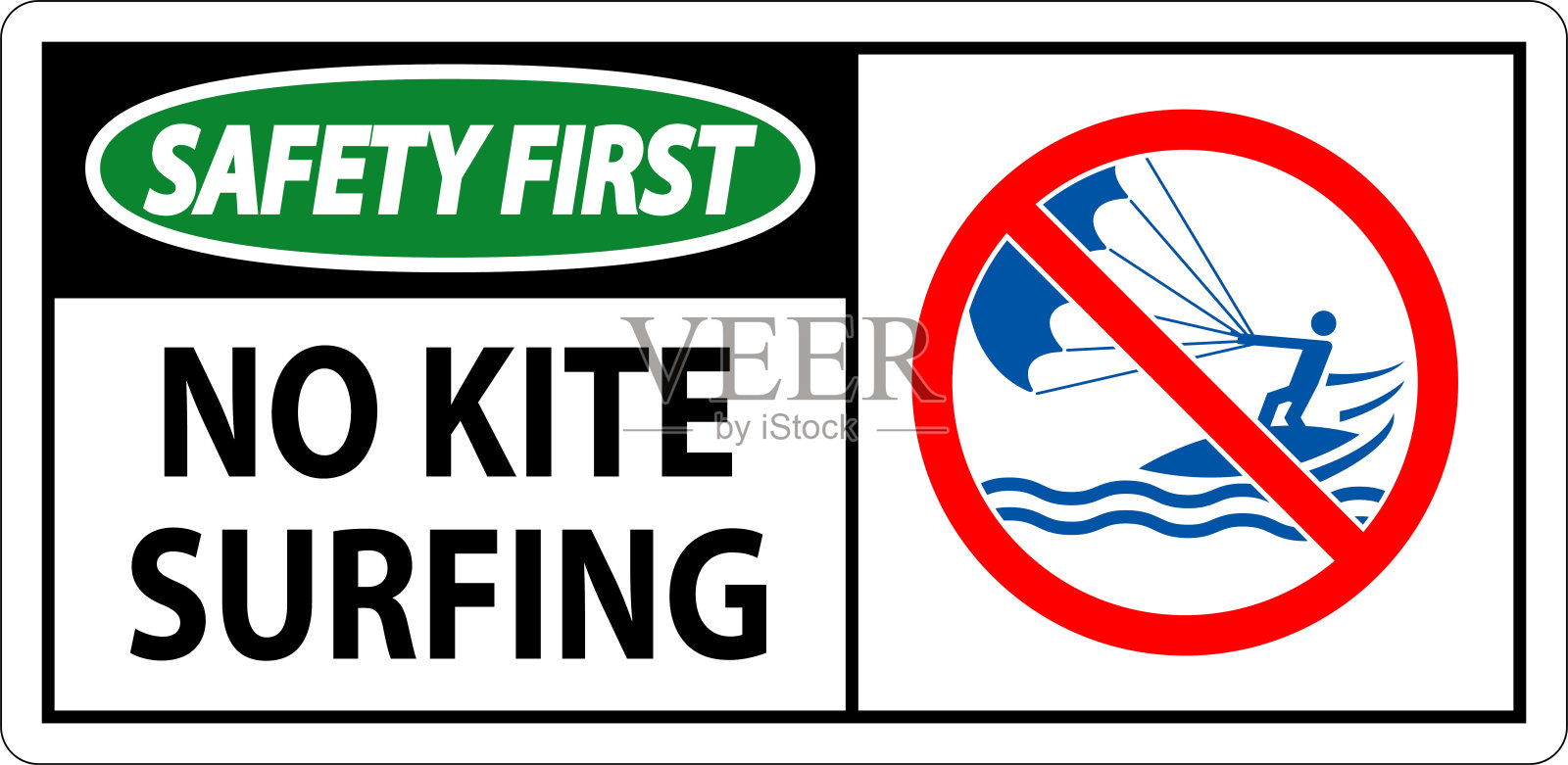 水上安全标志危险，禁止风筝冲浪插画图片素材
