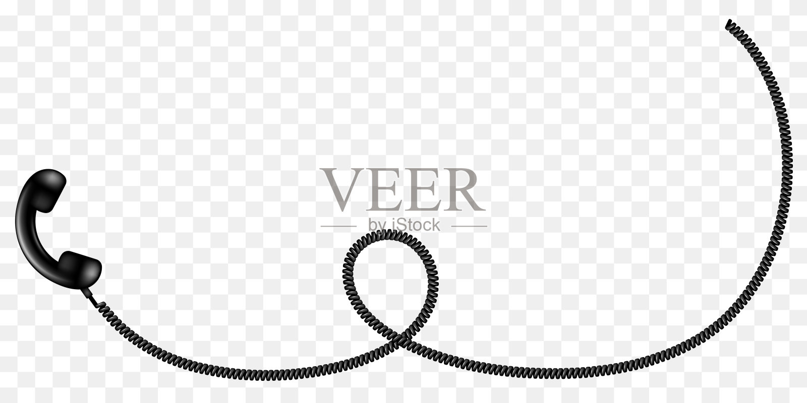 带线电话听筒。带延长线的电话听筒。向量的剪纸艺术。插画图片素材