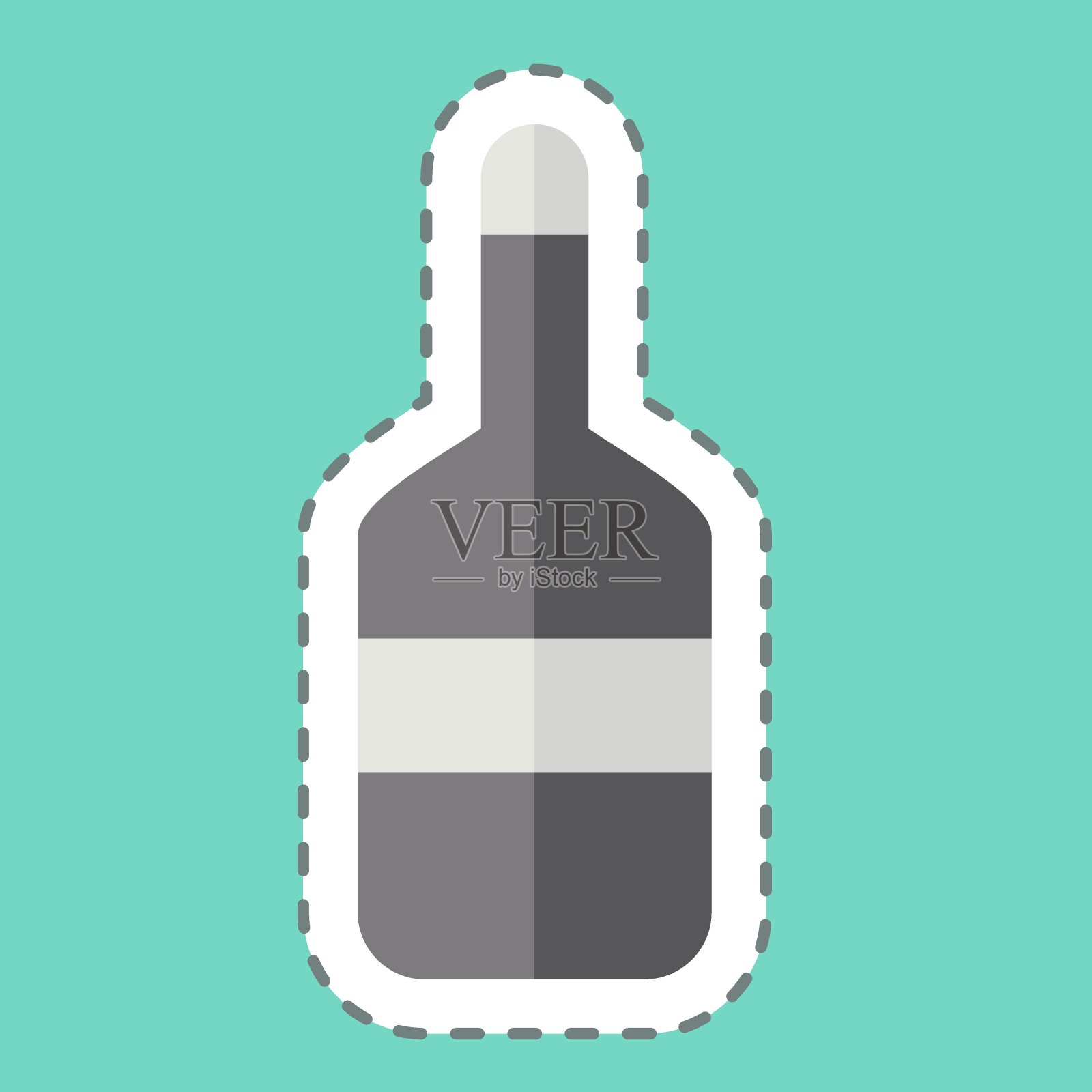 贴纸线切瓶。与海的象征有关。简单的设计可编辑。简单的说明插画图片素材