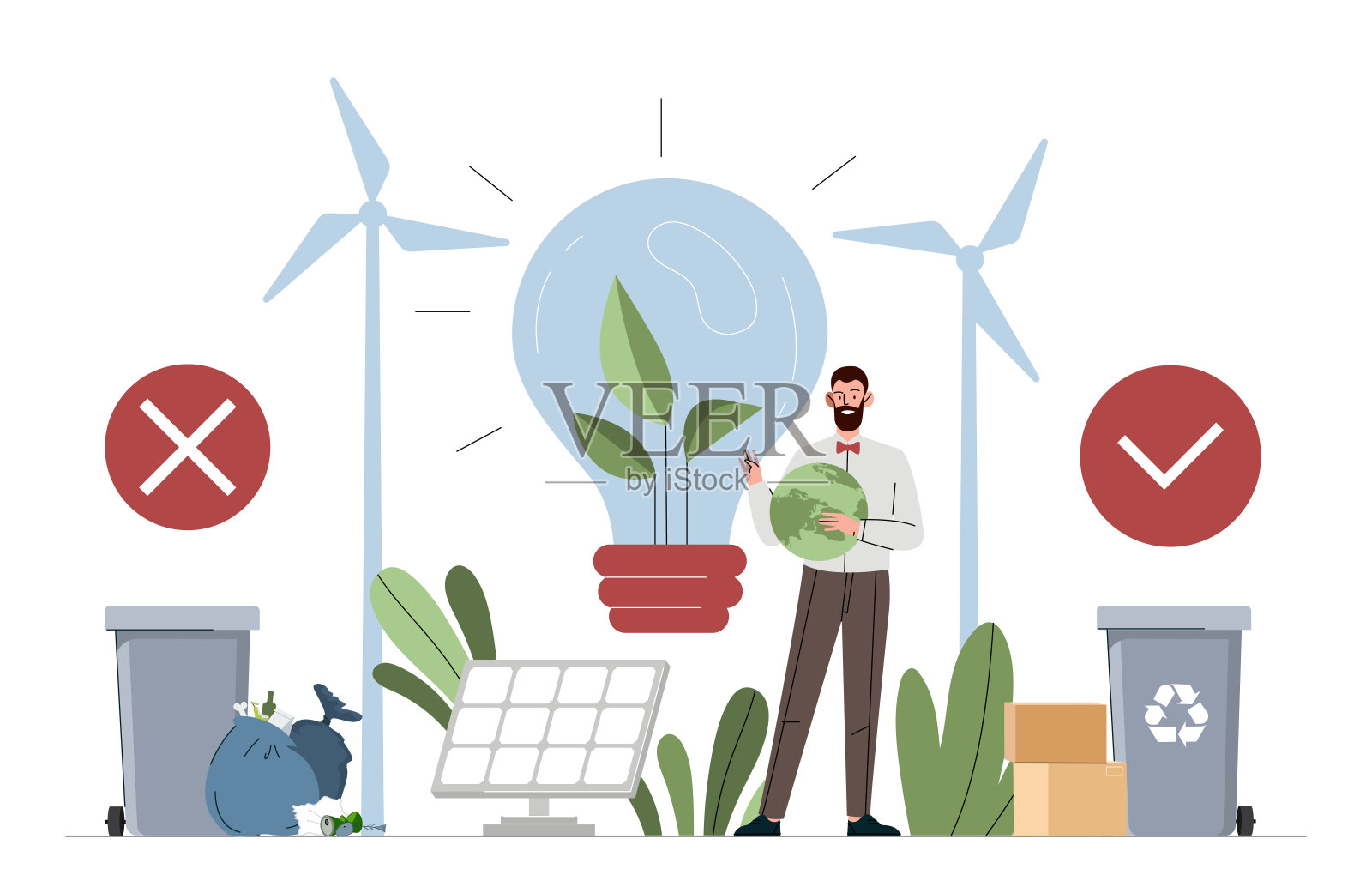 可持续生态友好的能源矢量概念插画图片素材