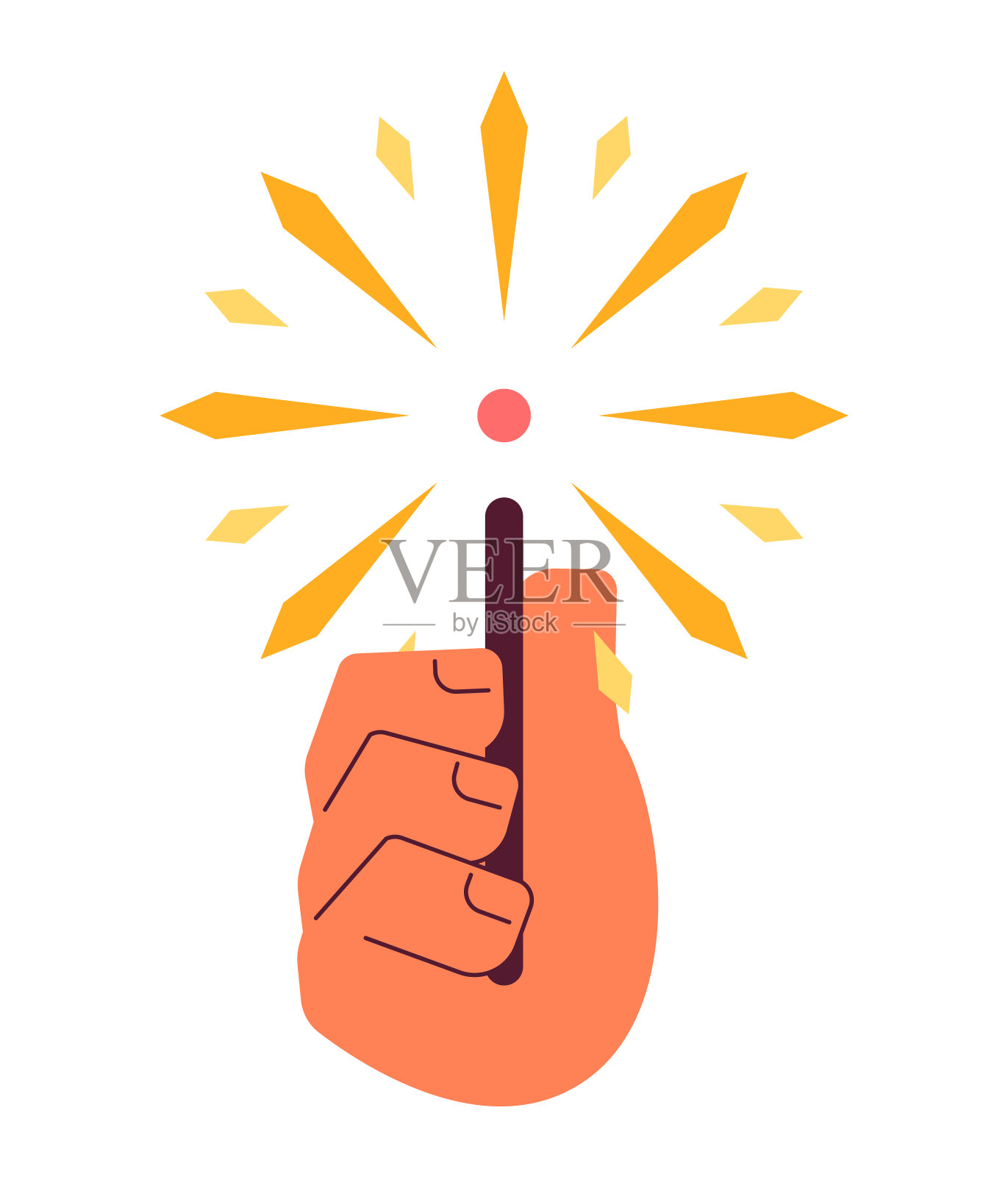 西班牙手握孟加拉光棒卡通人物手插图插画图片素材