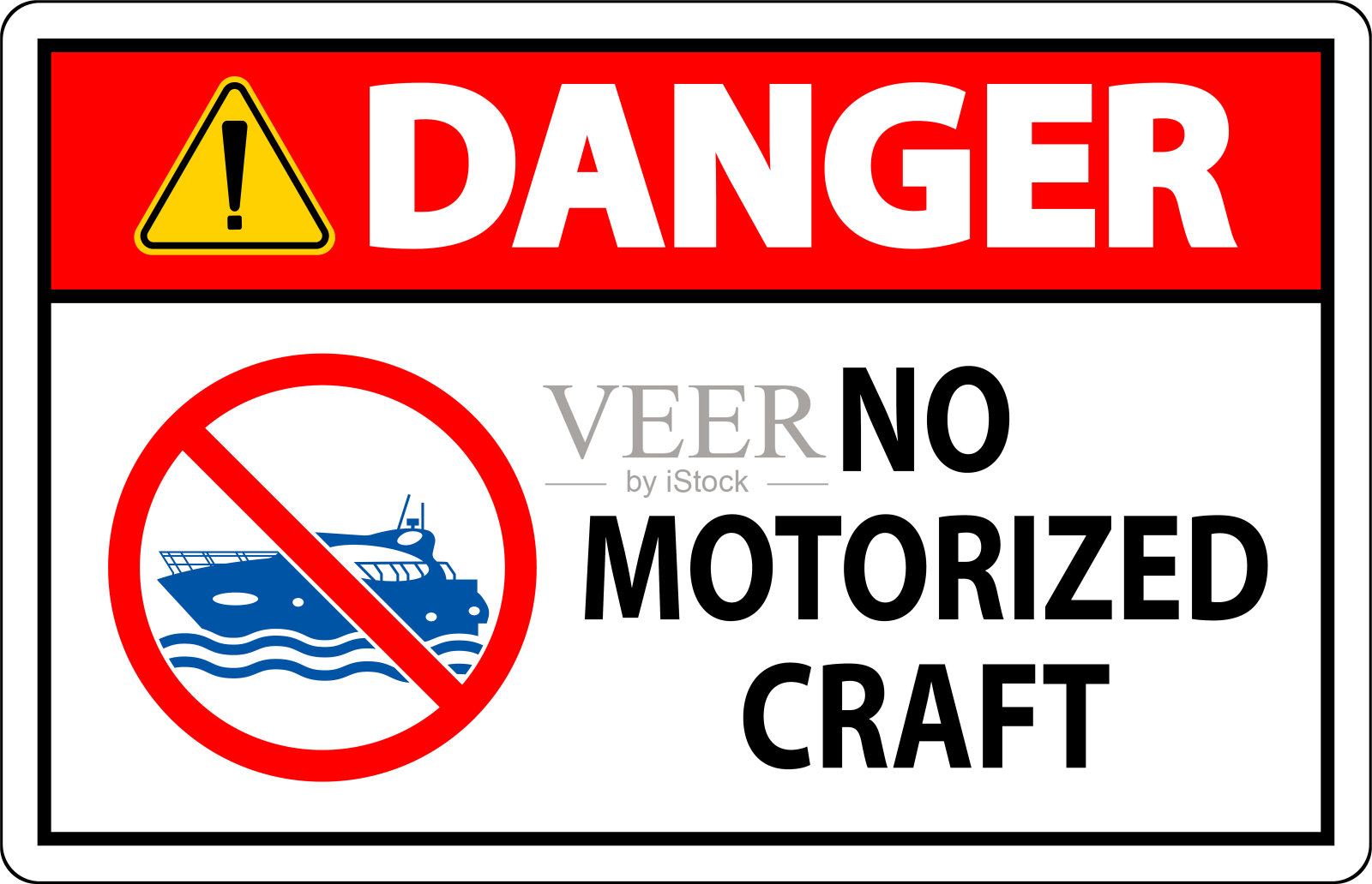 水上安全标志注意，禁止使用机动船只插画图片素材