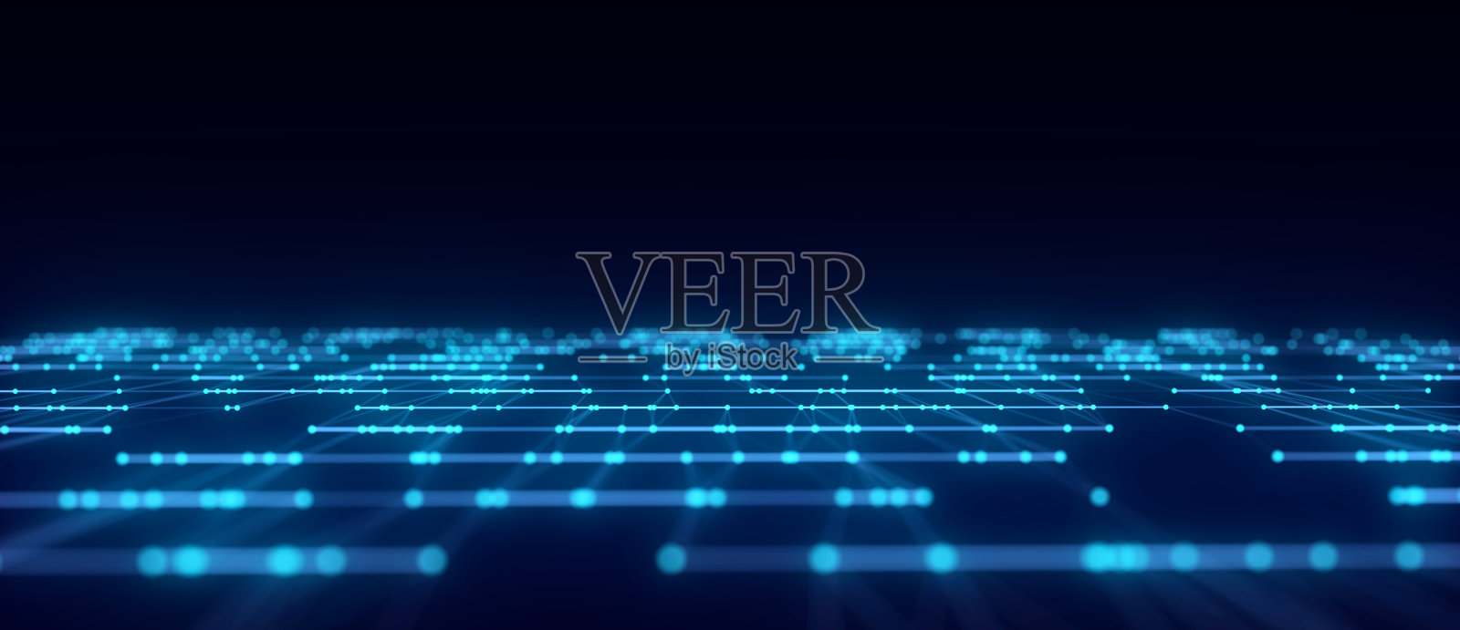 音乐波的粒子和线条。大数据可视化。抽象的蓝色背景与动态波。3 d渲染。插画图片素材