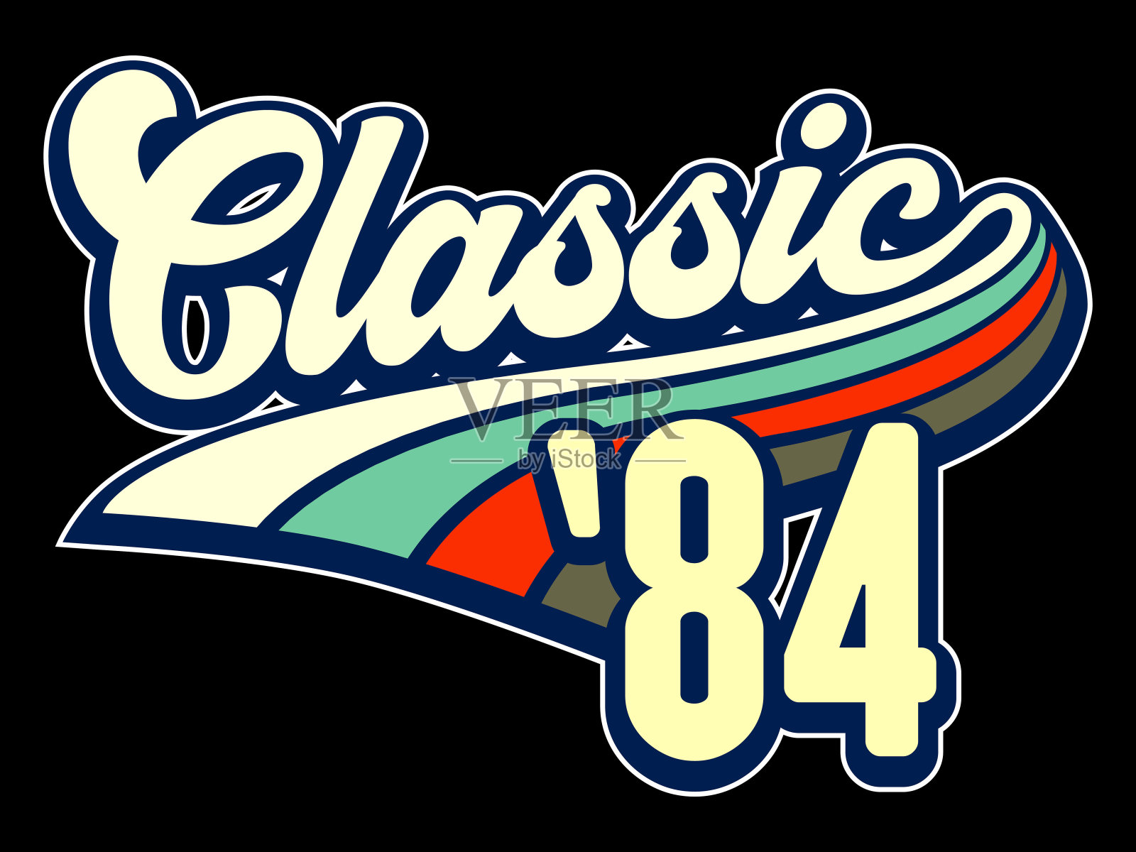 经典的1984年40岁生日矢量插图衬衫和生日礼物，为她和他。80年代复古风格的图形。插画图片素材